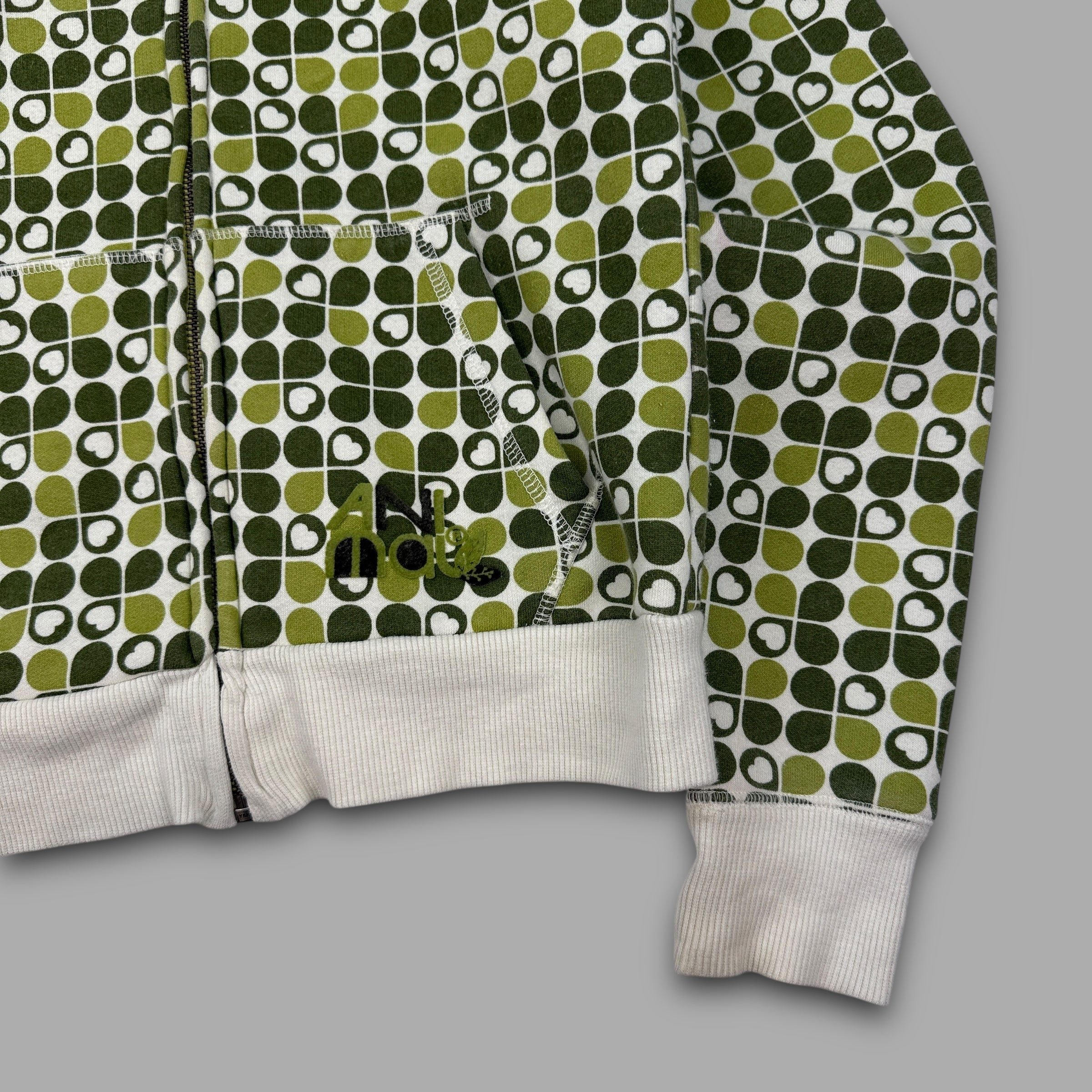 Animal 2000's graphic monogram fleece lined zip up hoodie (S) wms