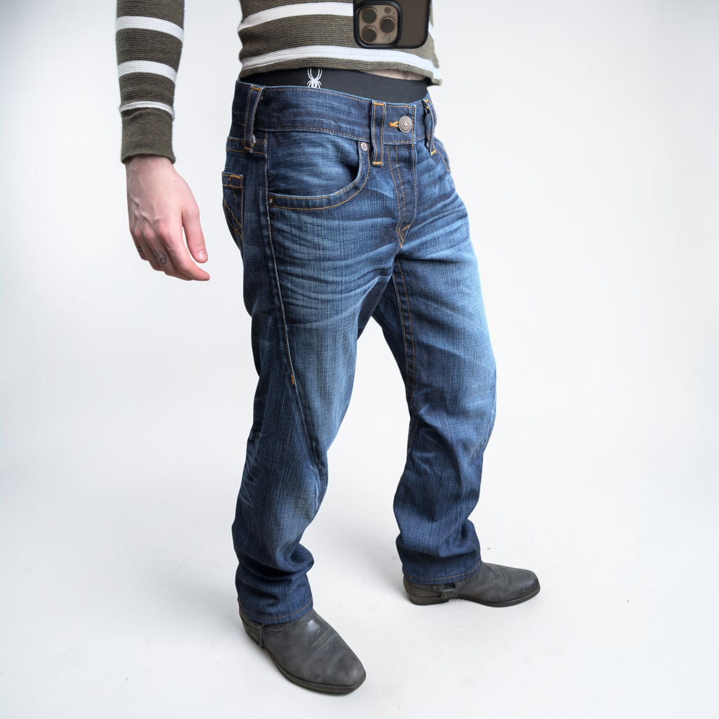 True religion 2000's twisted denim straight leg jeans (S)