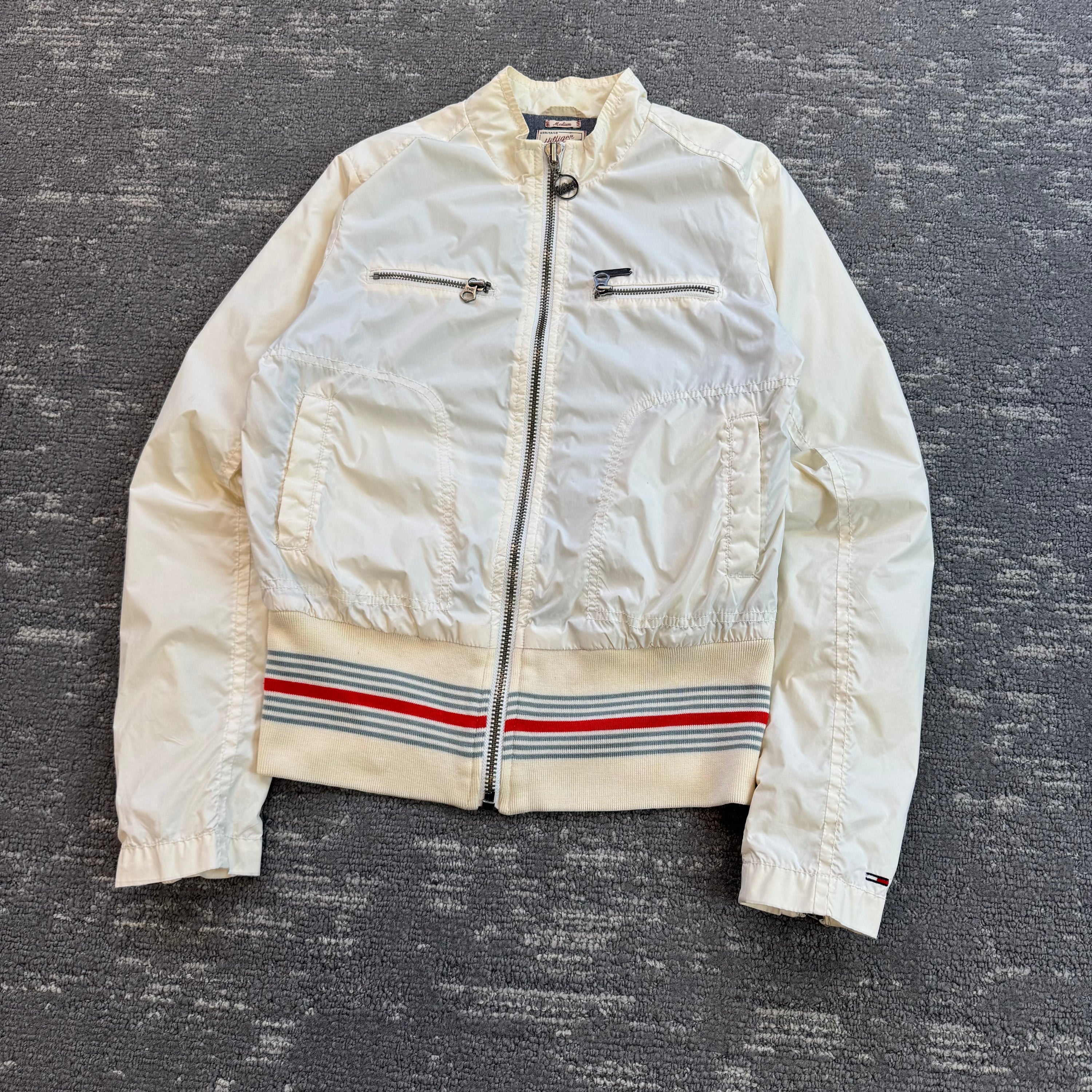 Tommy Hilfiger 2007 technical multi-pocket cropped embroidered nylon jacket (M) wms