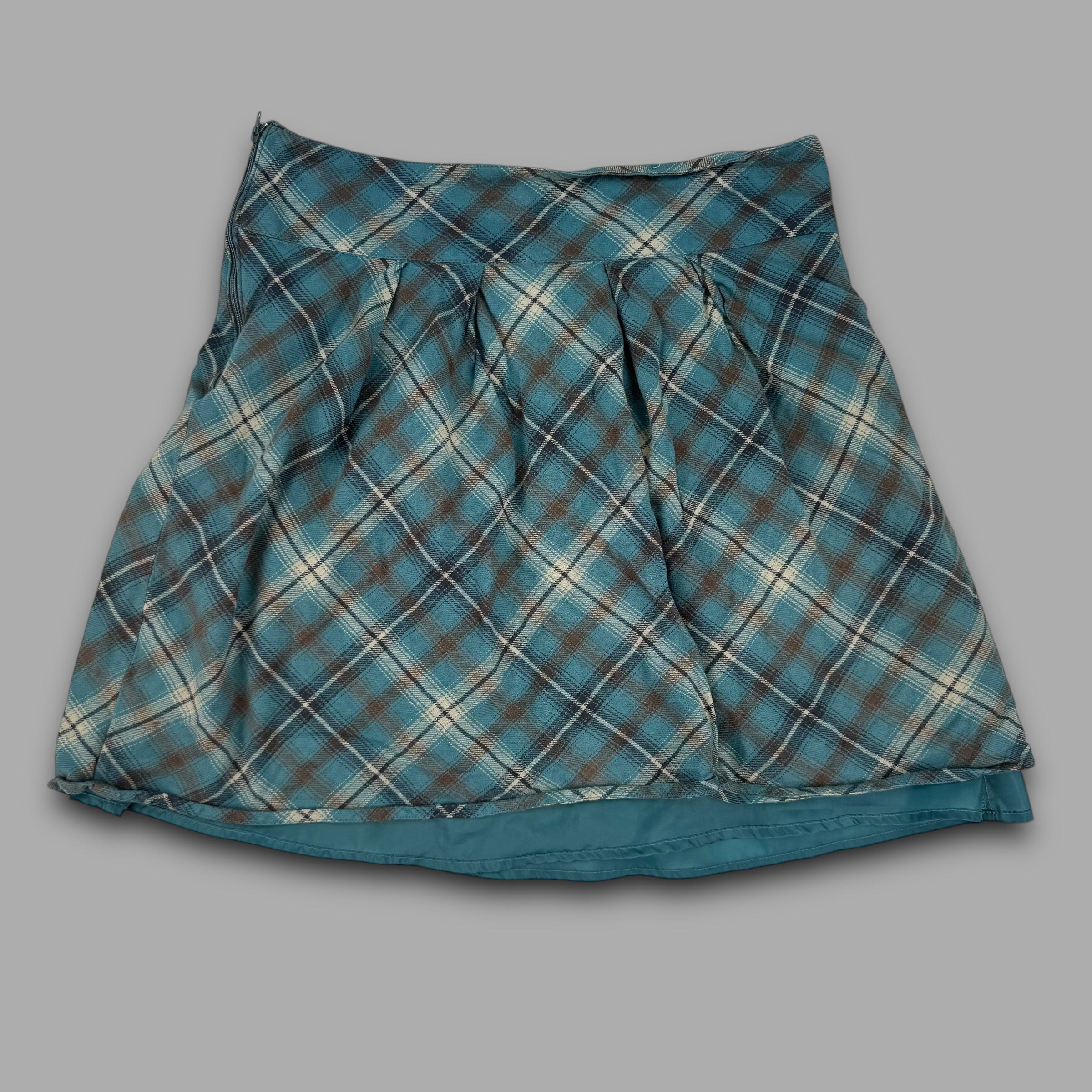 Animal 2000's plaid a-line pleated skirt with pockets (M) wms