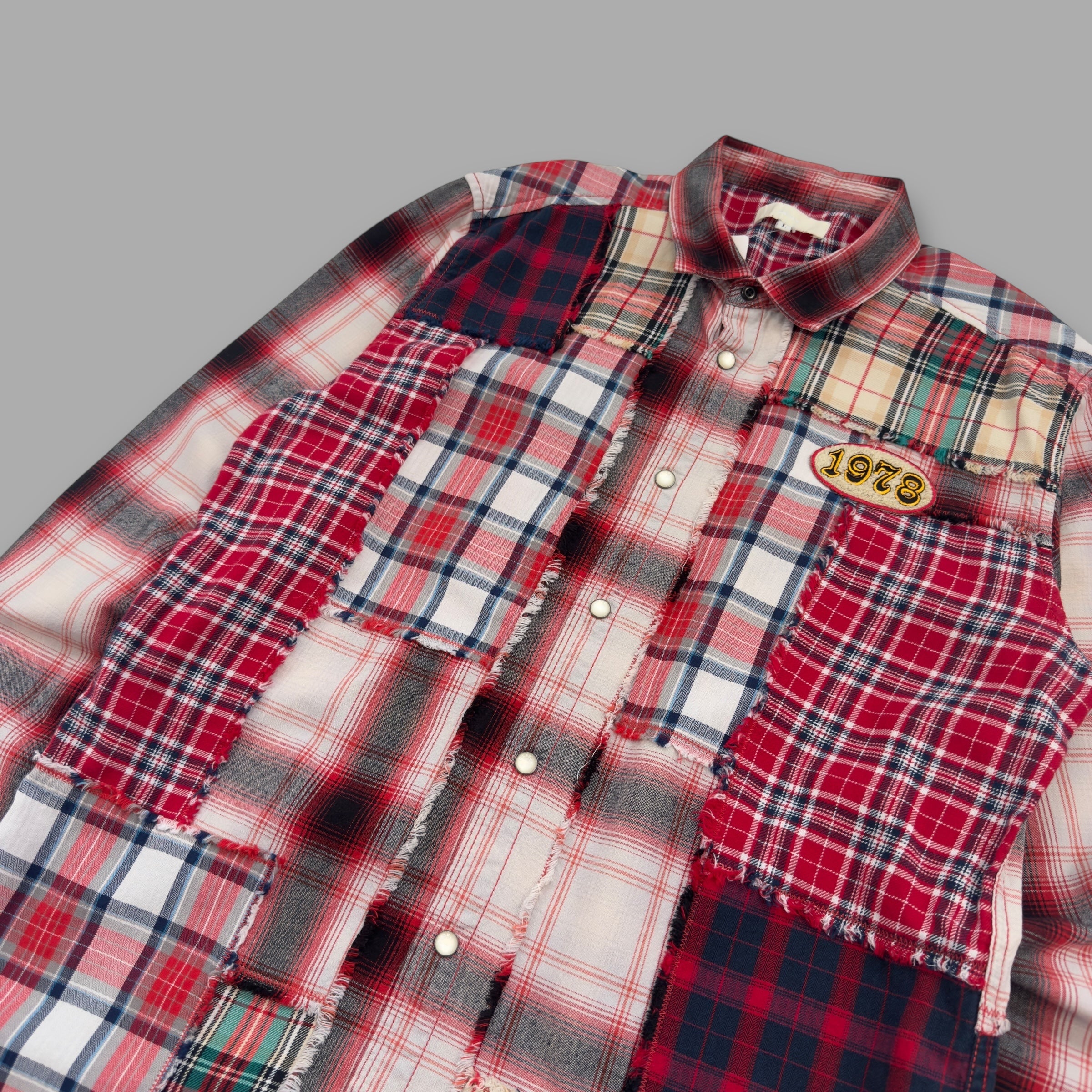 Diesel 2000's plaid patchwork button up shirt (L)