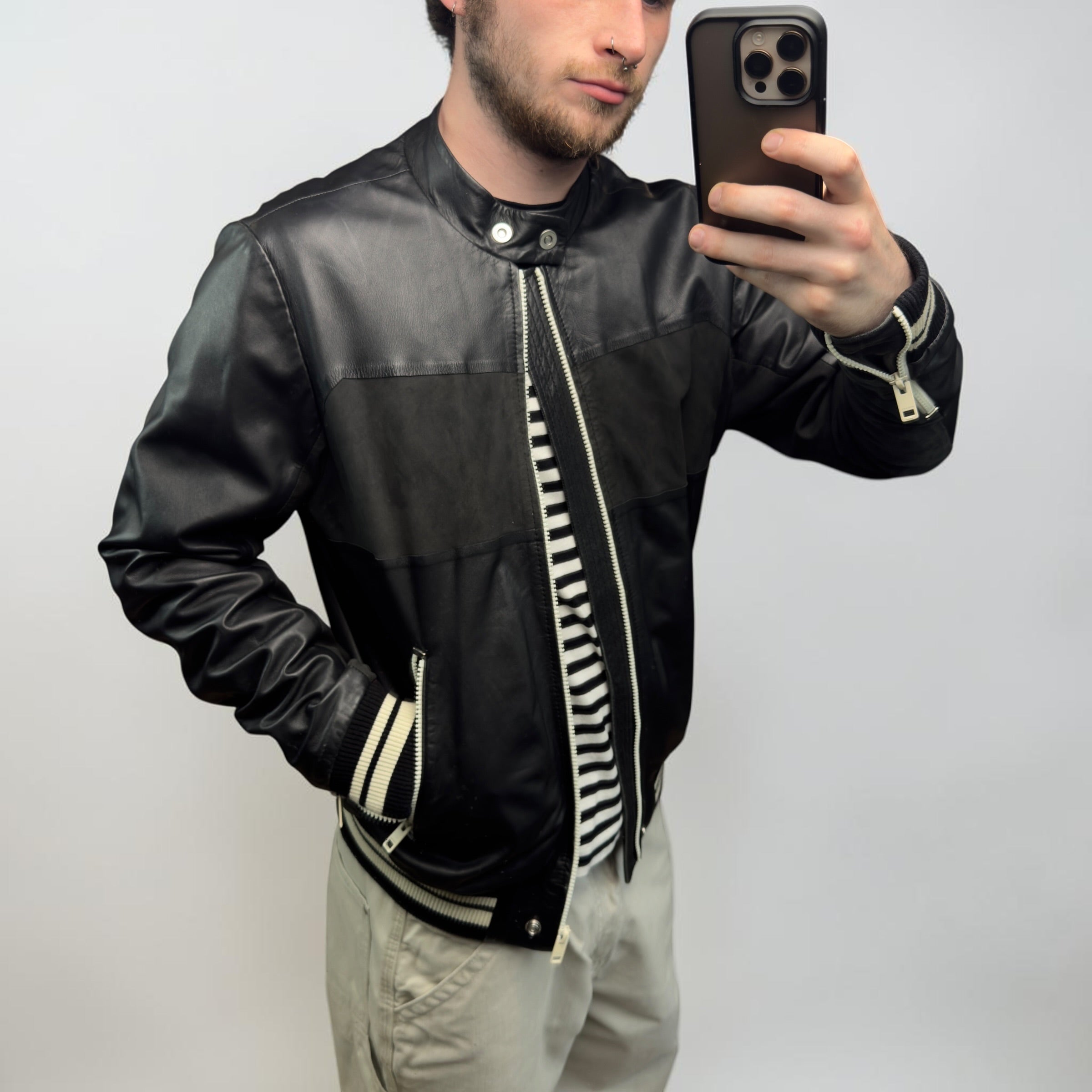 Diesel 2000's lamb skin leather zip up jacket (S)