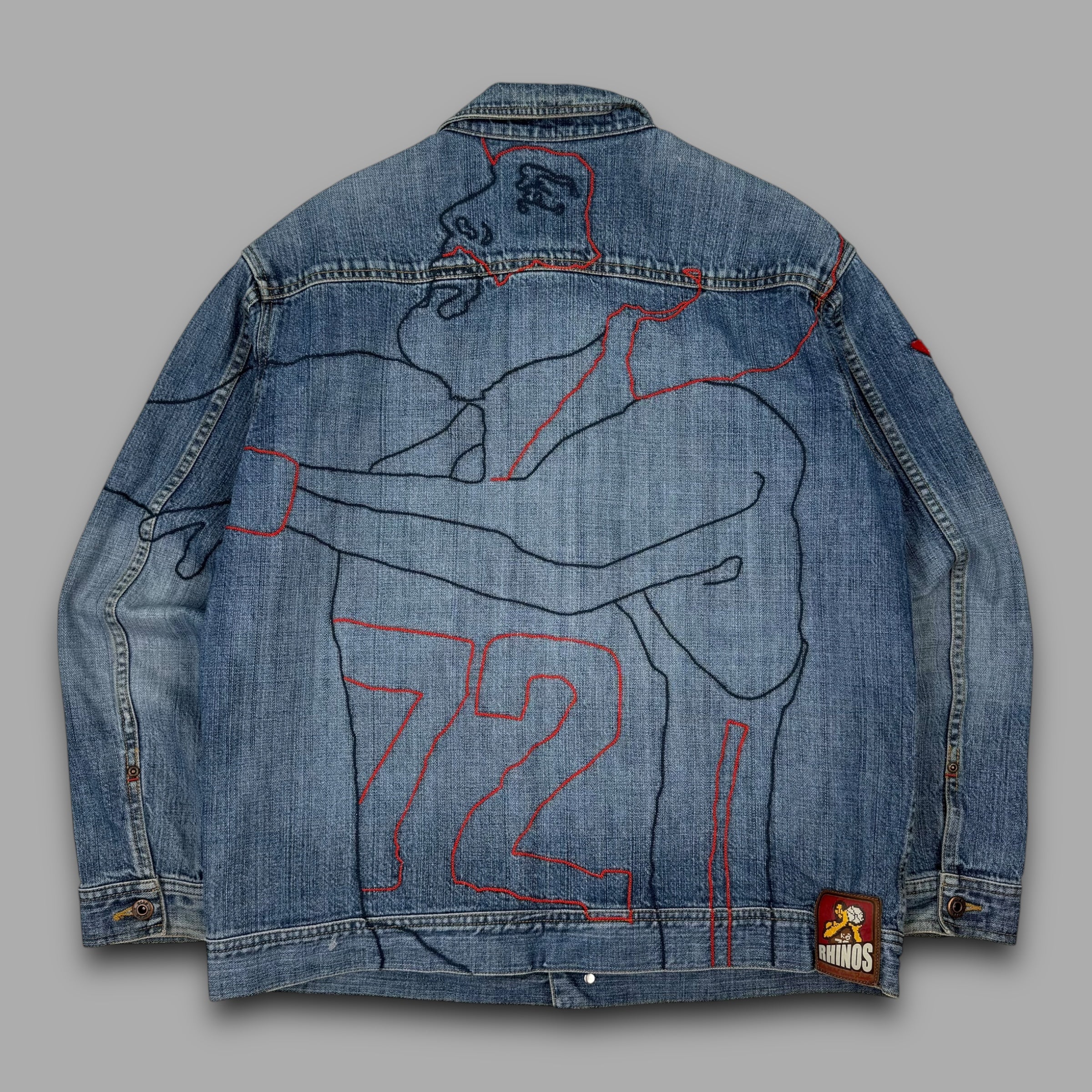 Ecko 2000's embroidered graphic denim jacket (M)