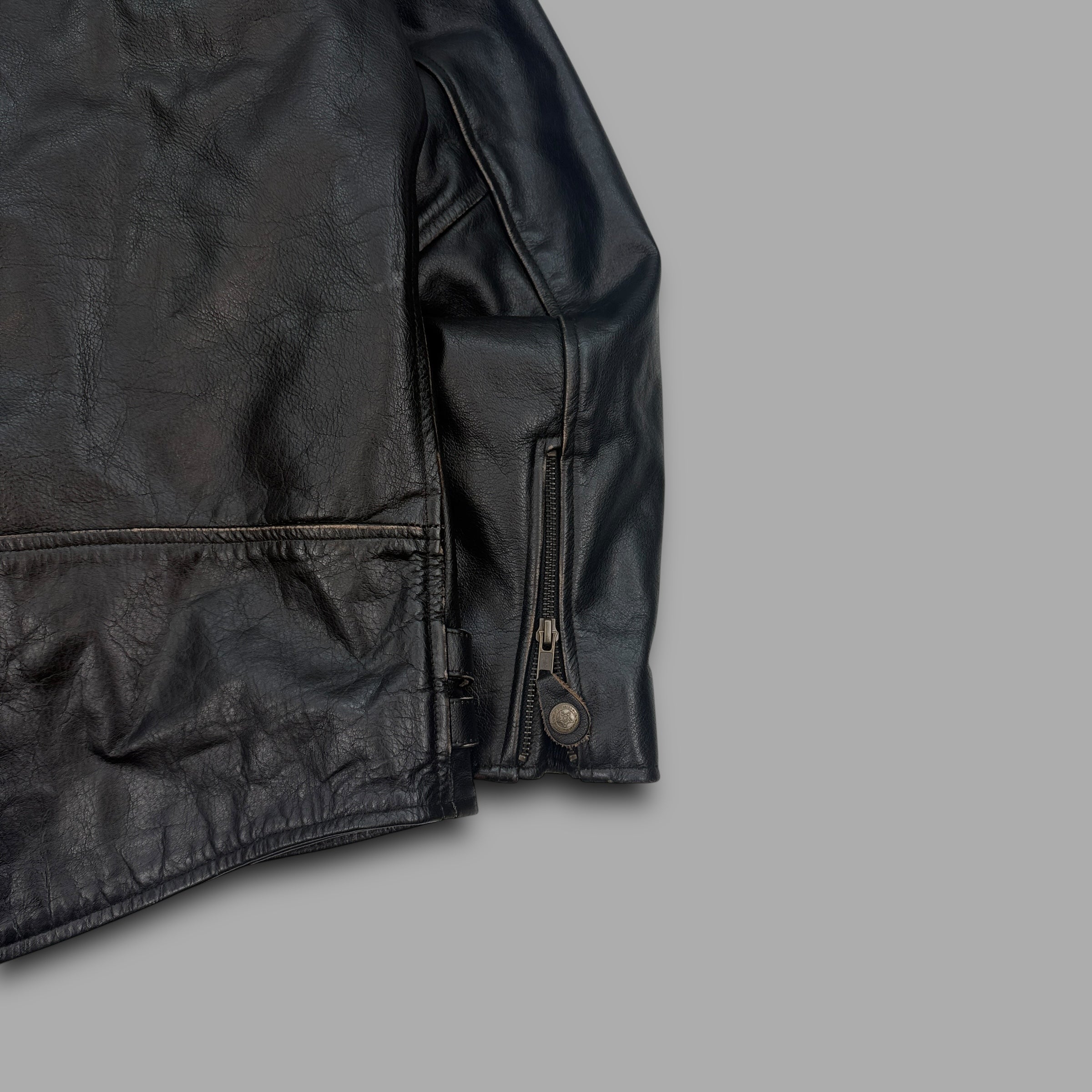 City of leather 'straight to hell' style leather biker jacket (L)