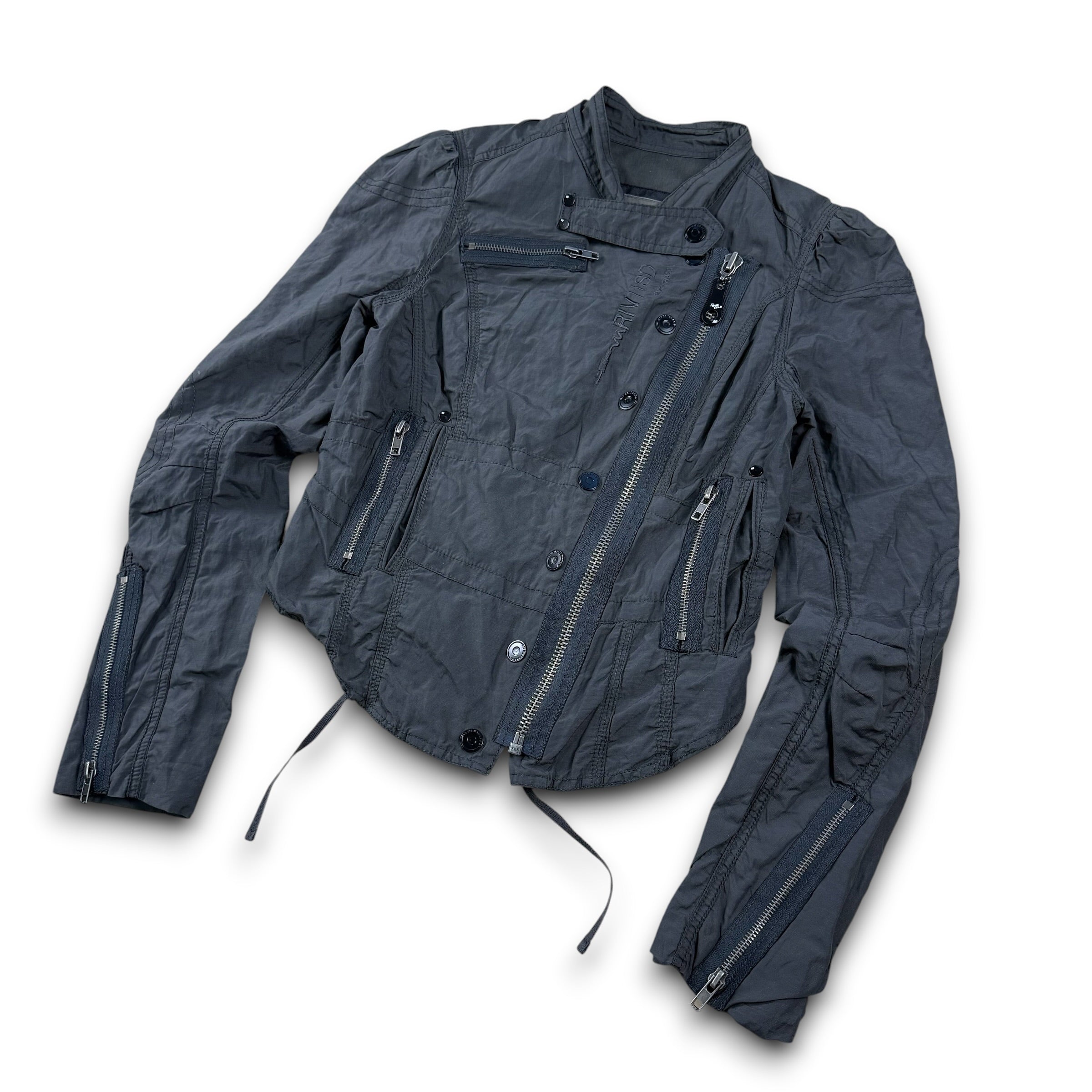 River island 2000's asymmetrical zip fitted nylon jacket (S) wms