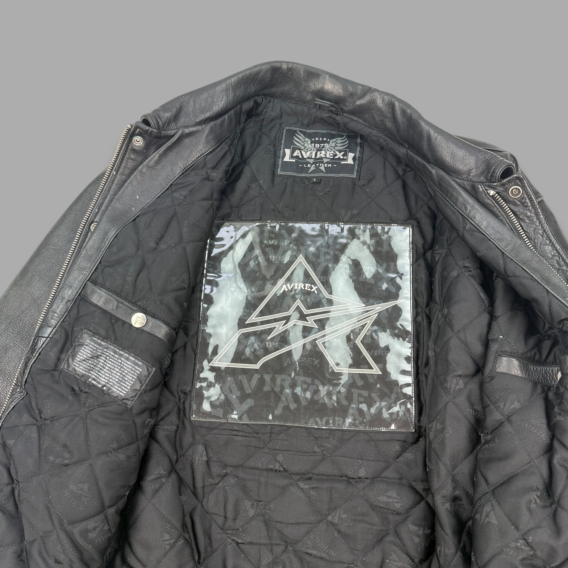 Avirex vintage leather zip-up varsity jacket (L)