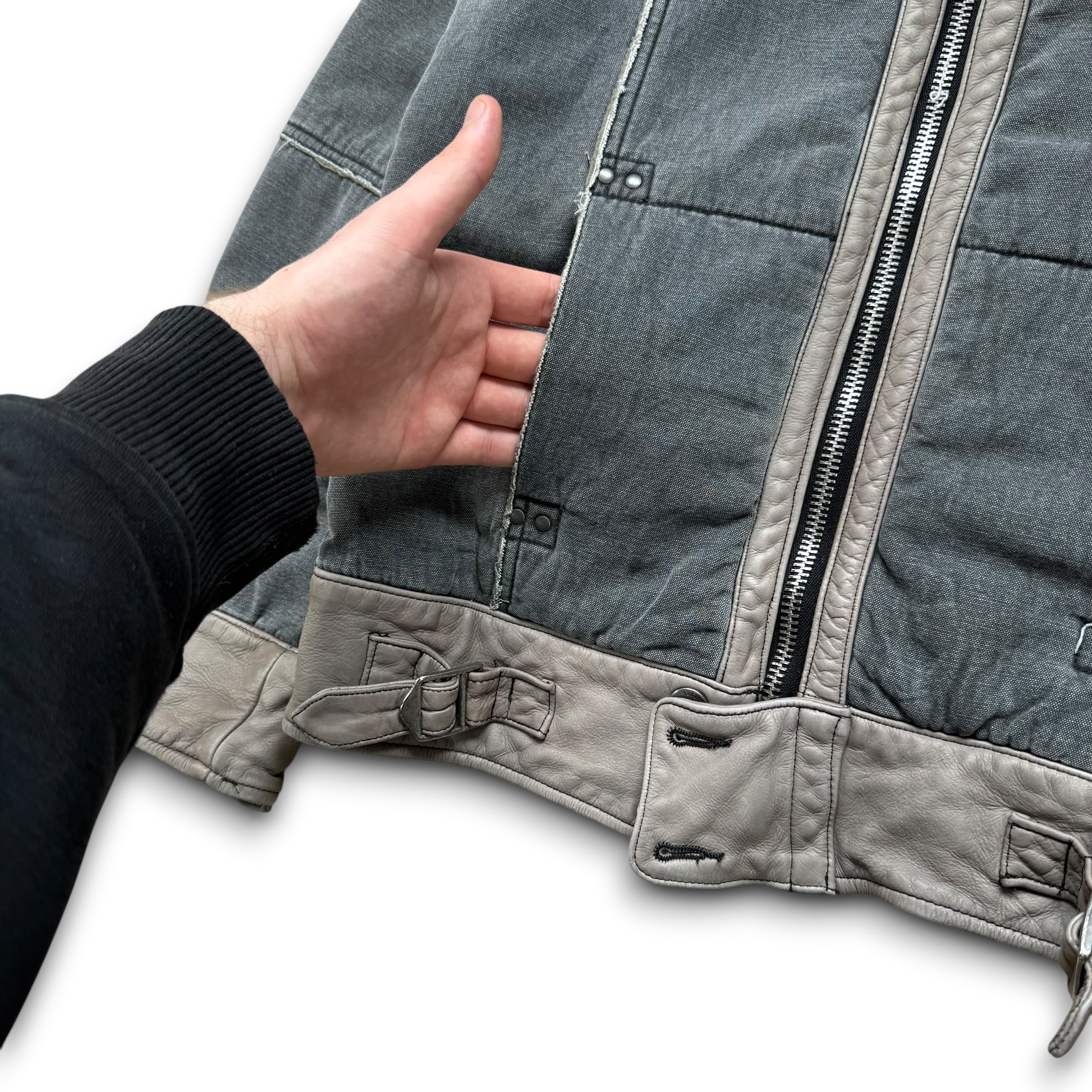 Diesel 2000's distressed panelled fitted high collar jacket (S)
