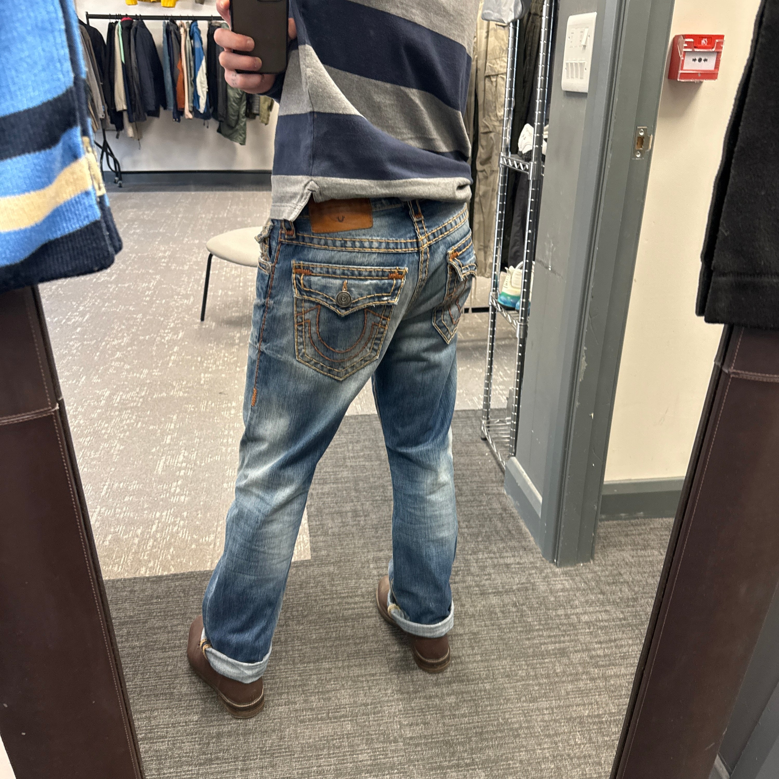 True religion 2000's Ricky relaxed straight contrast stitch denim jeans (S)