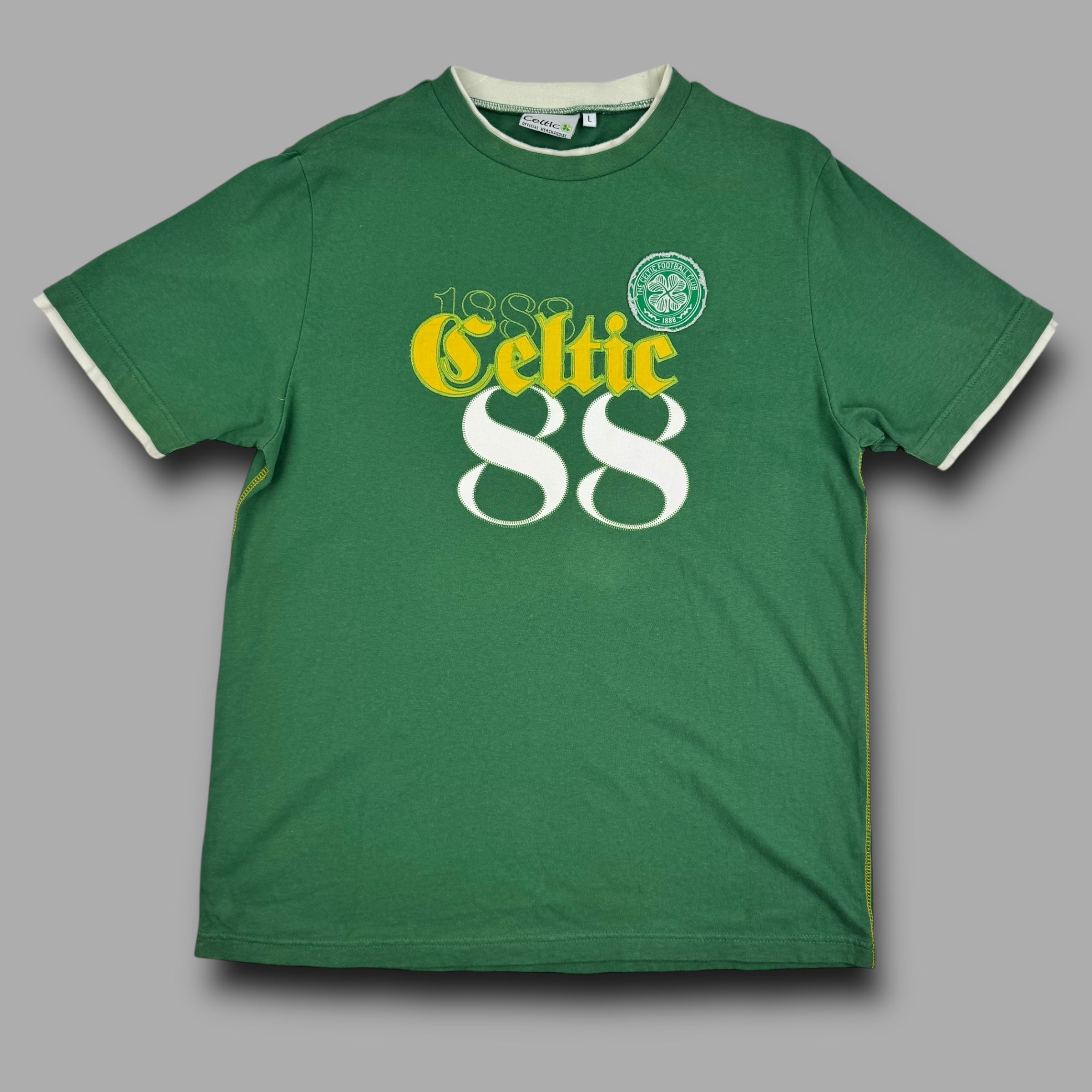 Celtic football 2000's graphic embroidered spellout tee (L)