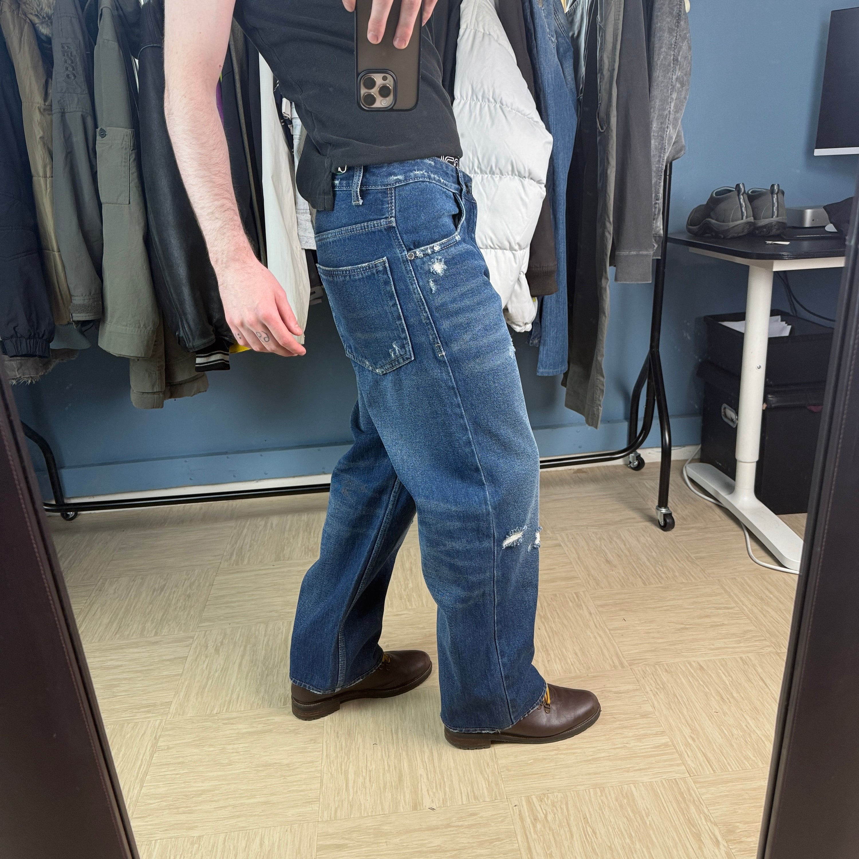 Diesel 2000's baggy distressed wide leg jeans (S)