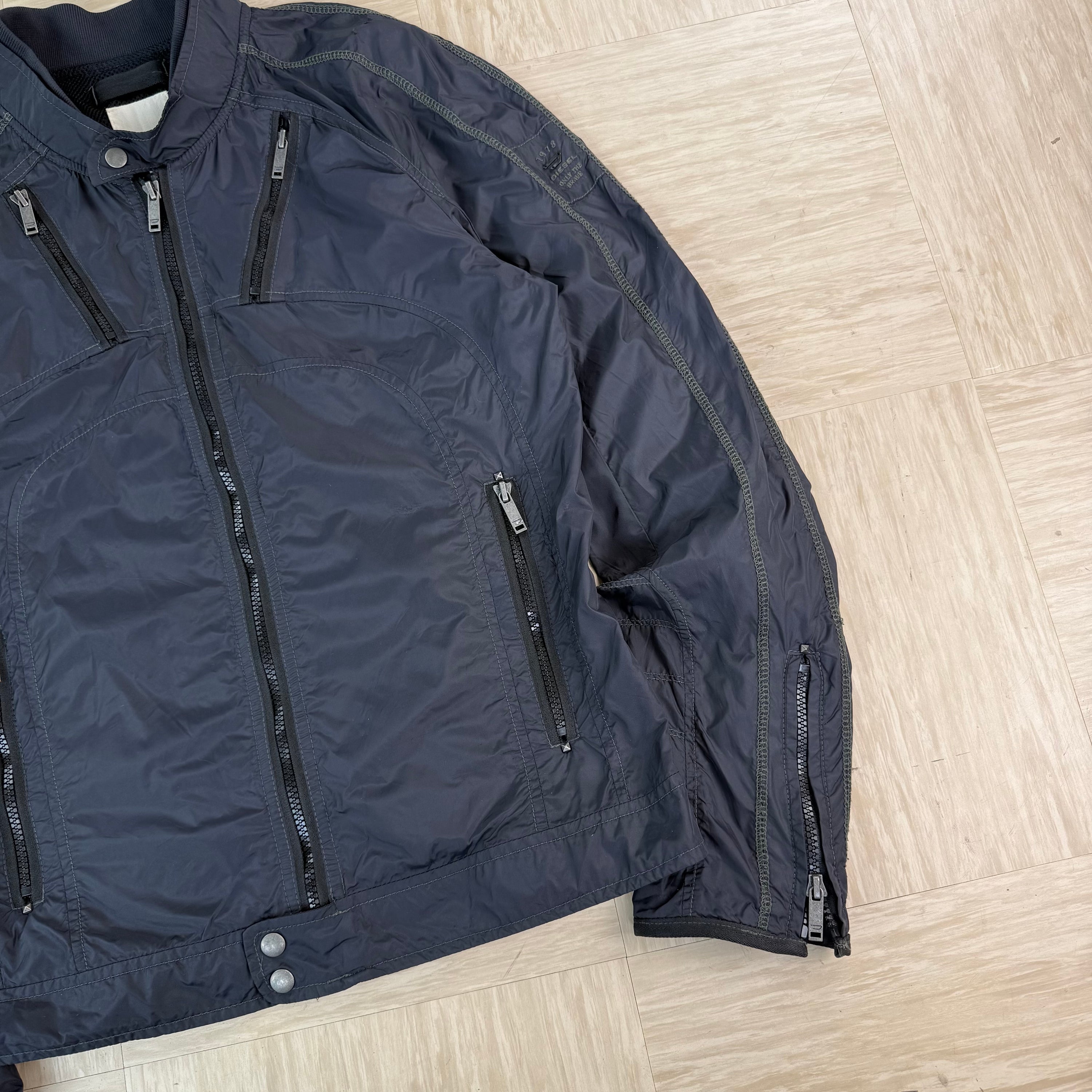 Diesel 2000's technical nylon multi-pocket biker jacket (M)