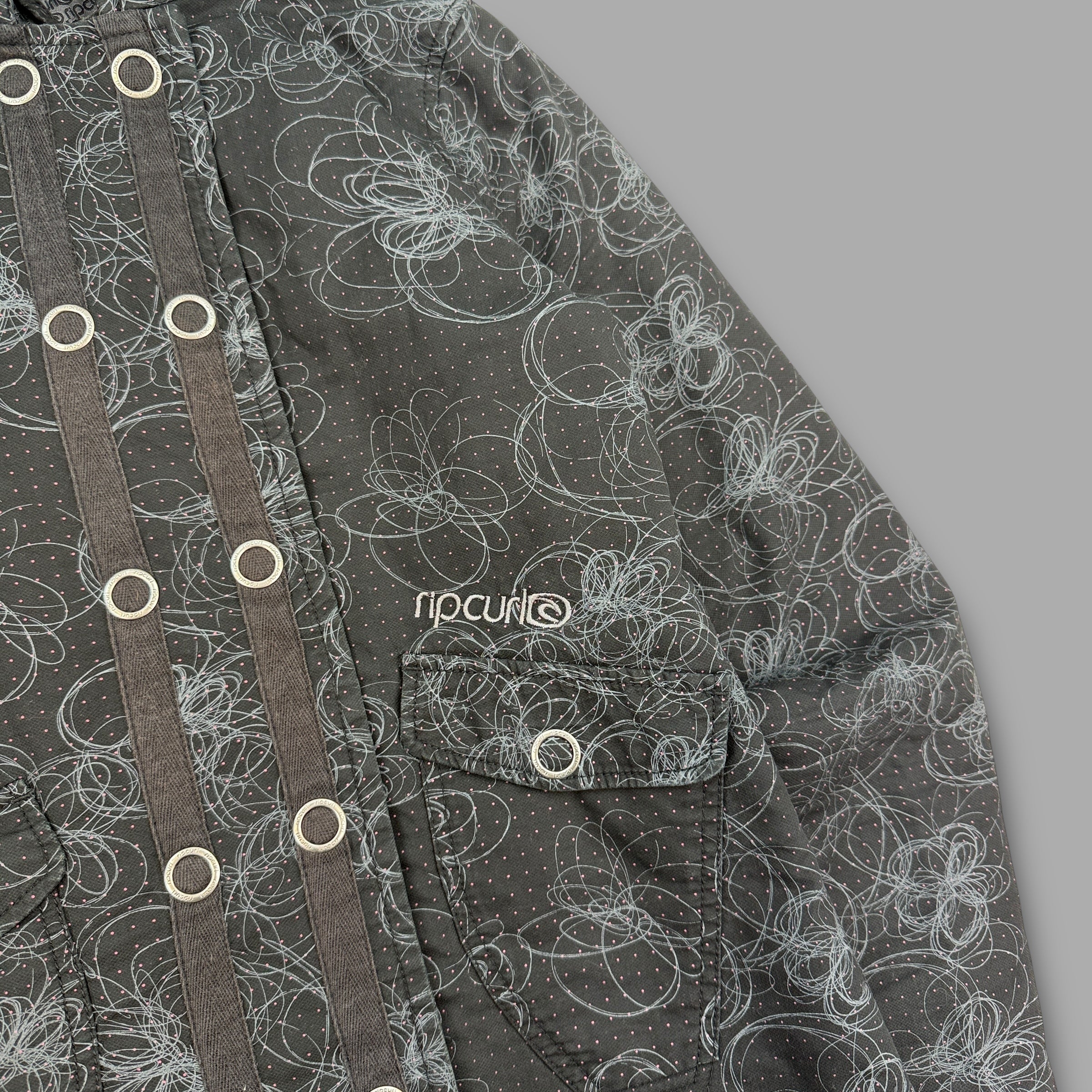 Ripcurl 2000's technical fleece lined, graphic pop button jacket (XS) wms