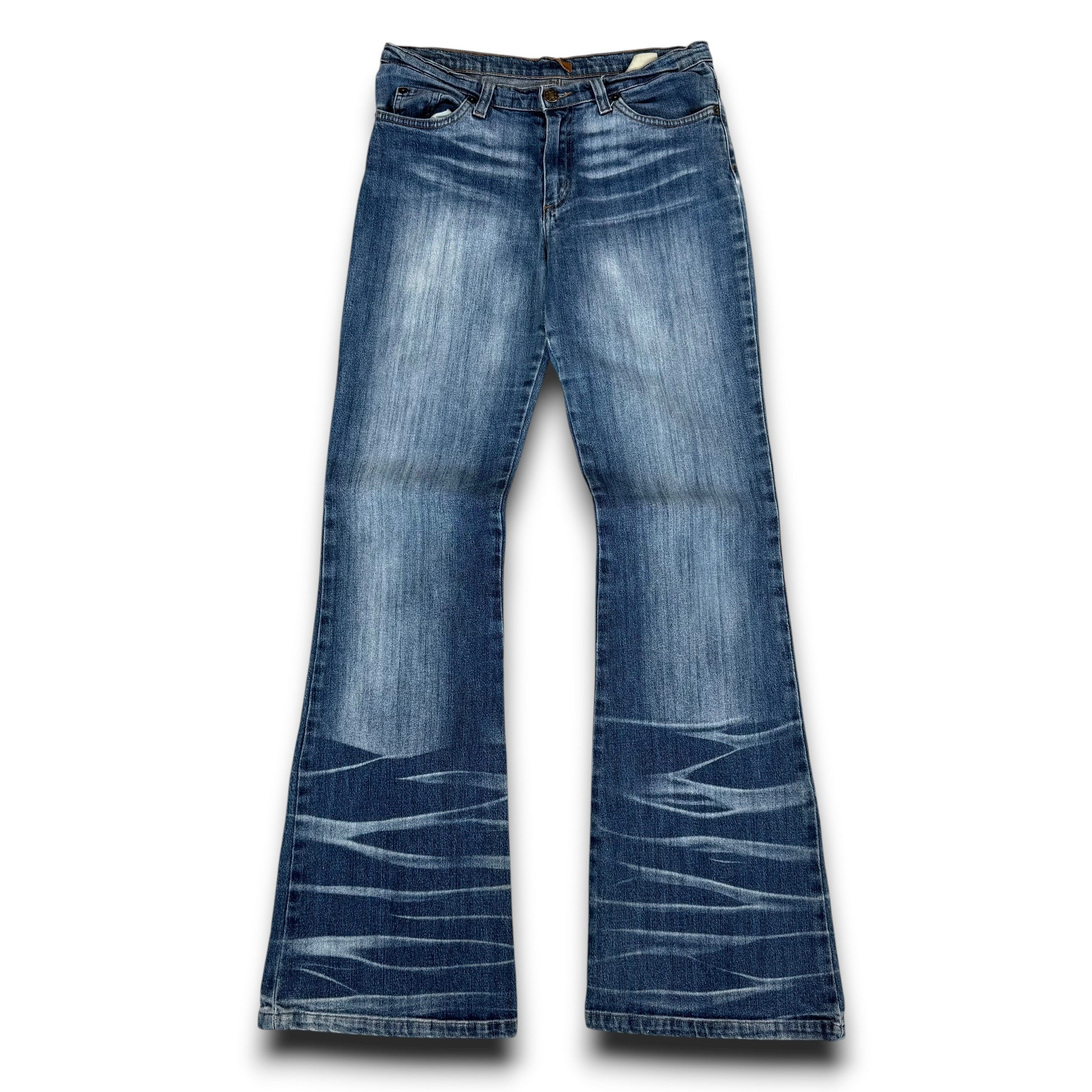 AMNs 2000's fitted washed denim bootcut flare jeans (S)