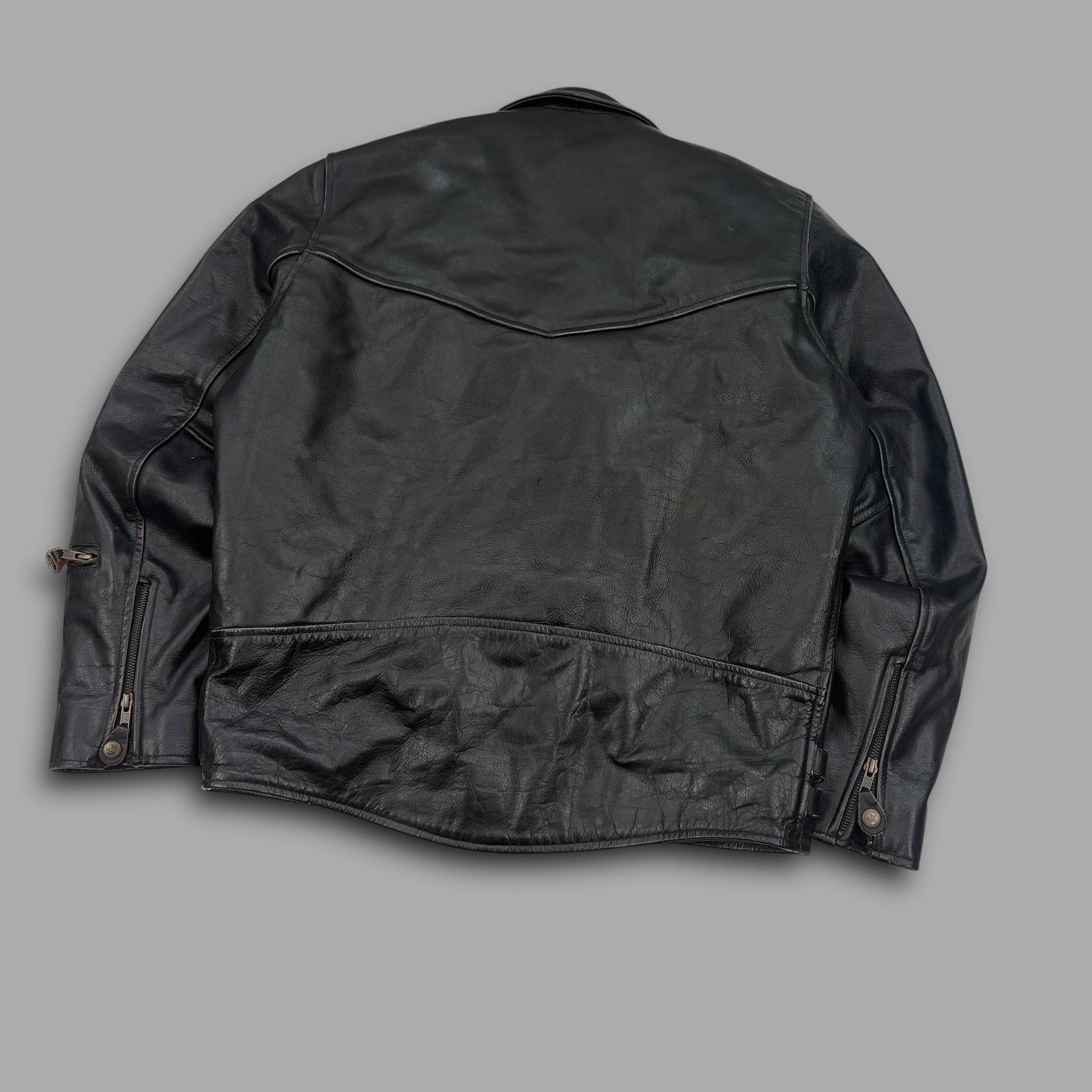 City of leather 'straight to hell' style leather biker jacket (L)