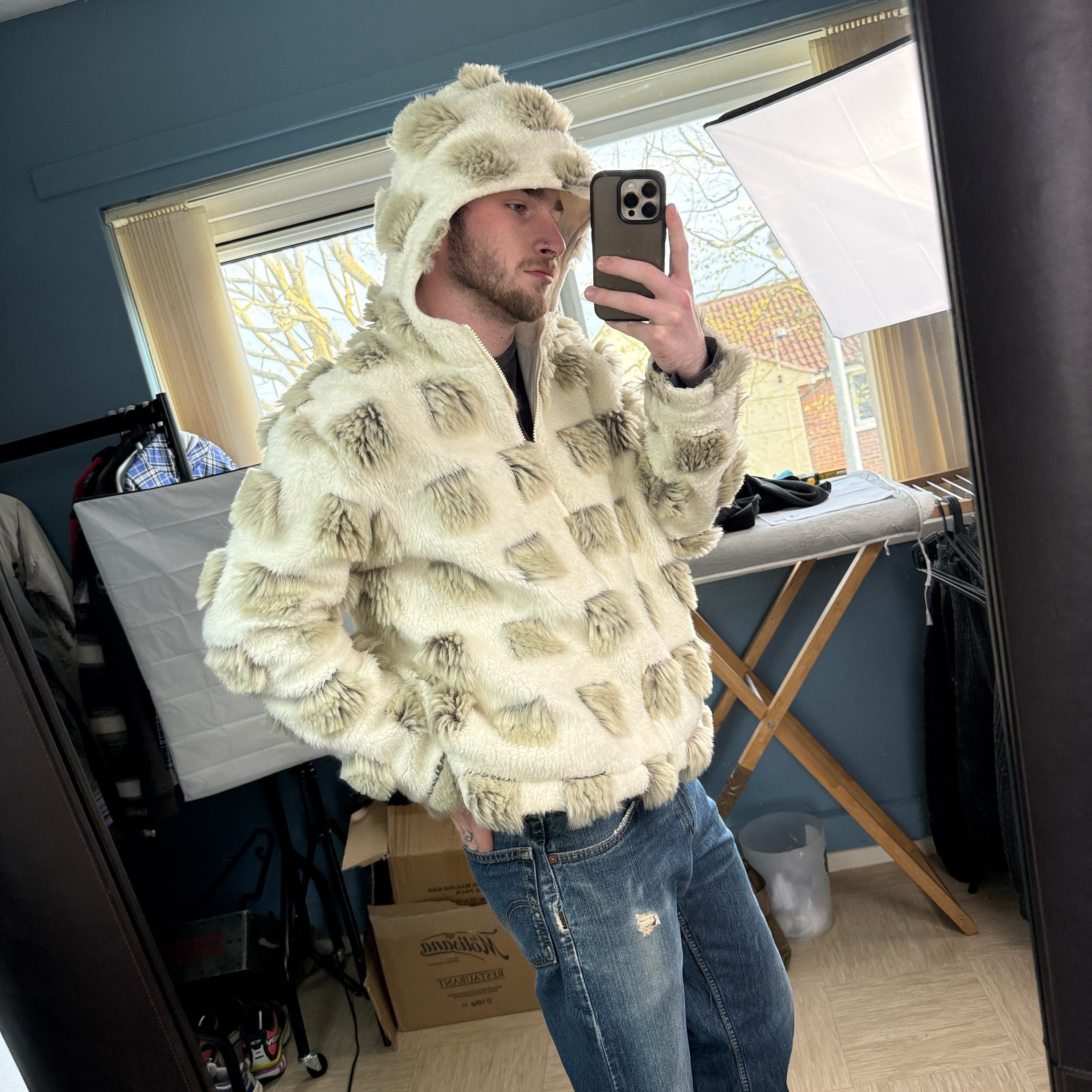 Tog24 2000's faux fur block yeti jacket (M)