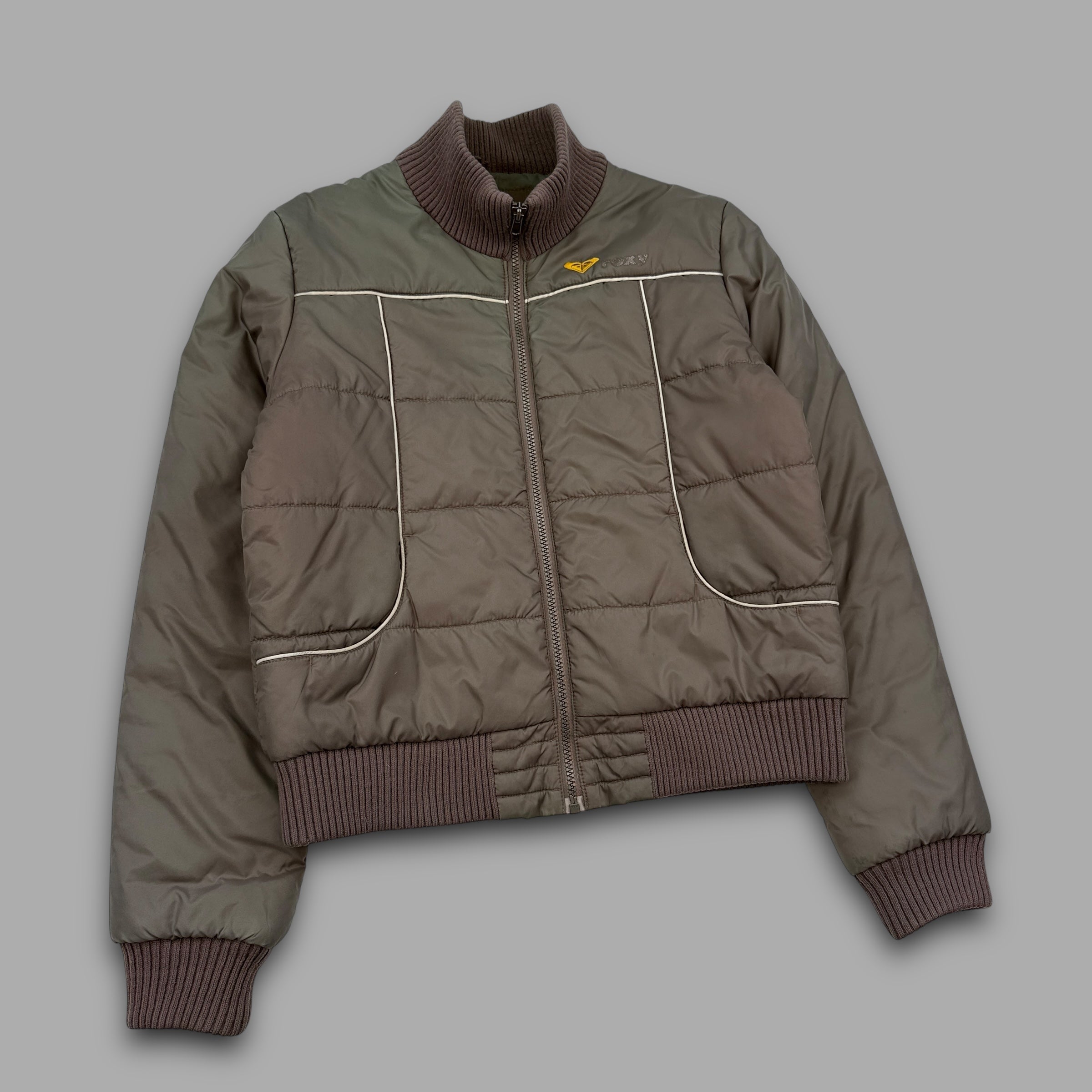 Quiksilver x Roxy 2000's graphic embroidered downfilled puffer jacket (S)