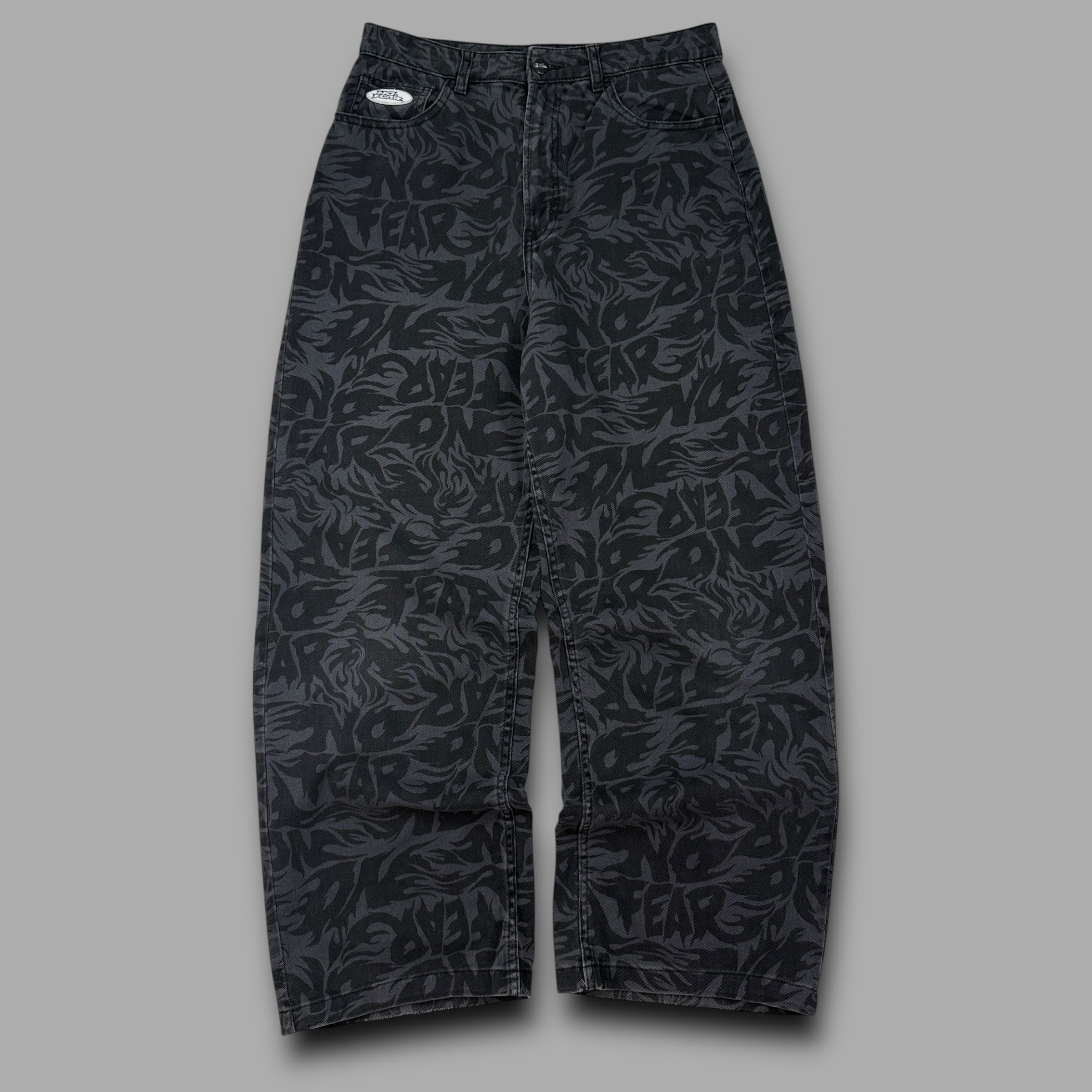 No fear 2000's baggy wide leg monogram trousers (S)