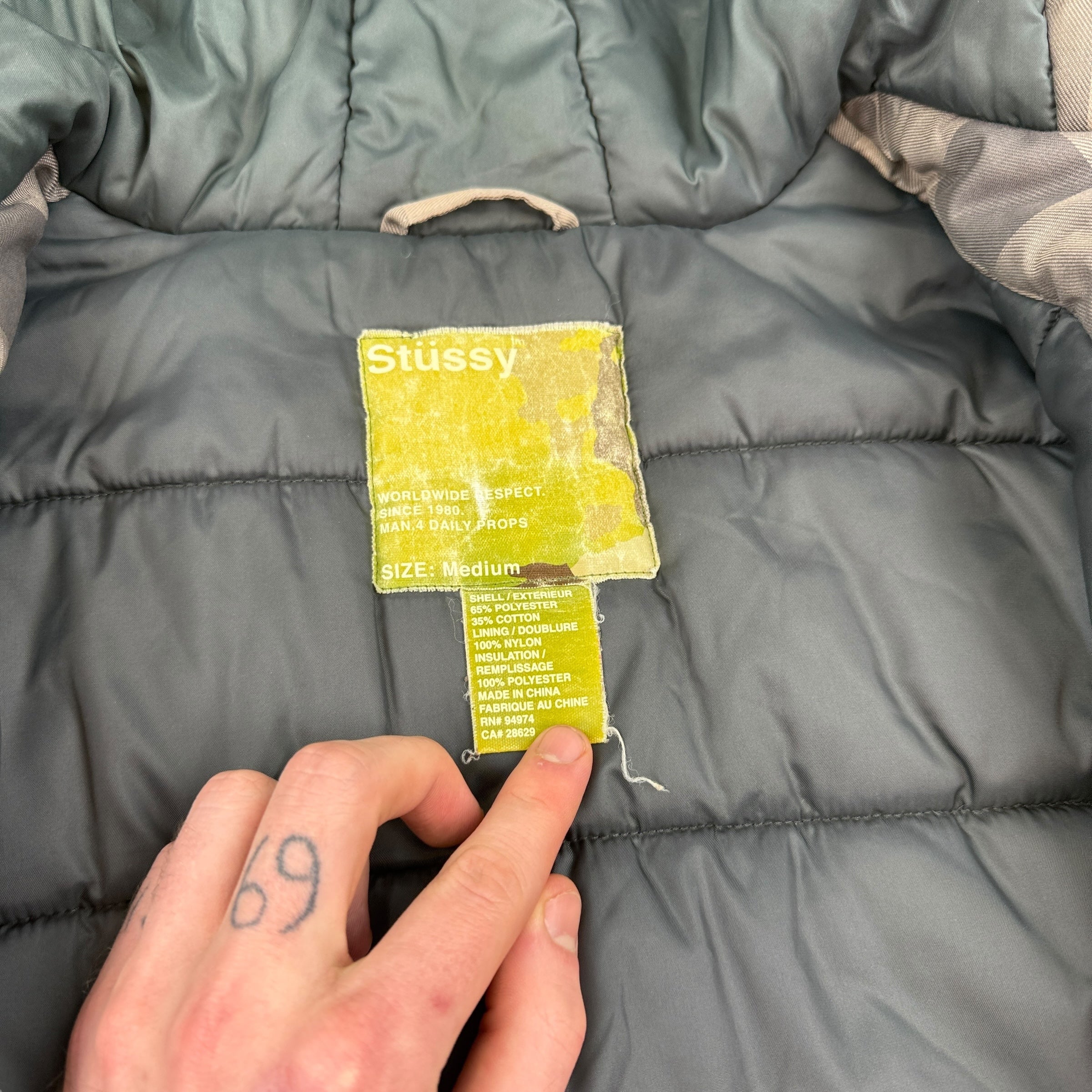 Stussy 2000's technical plaid downfilled soft shell jacket (M-L)