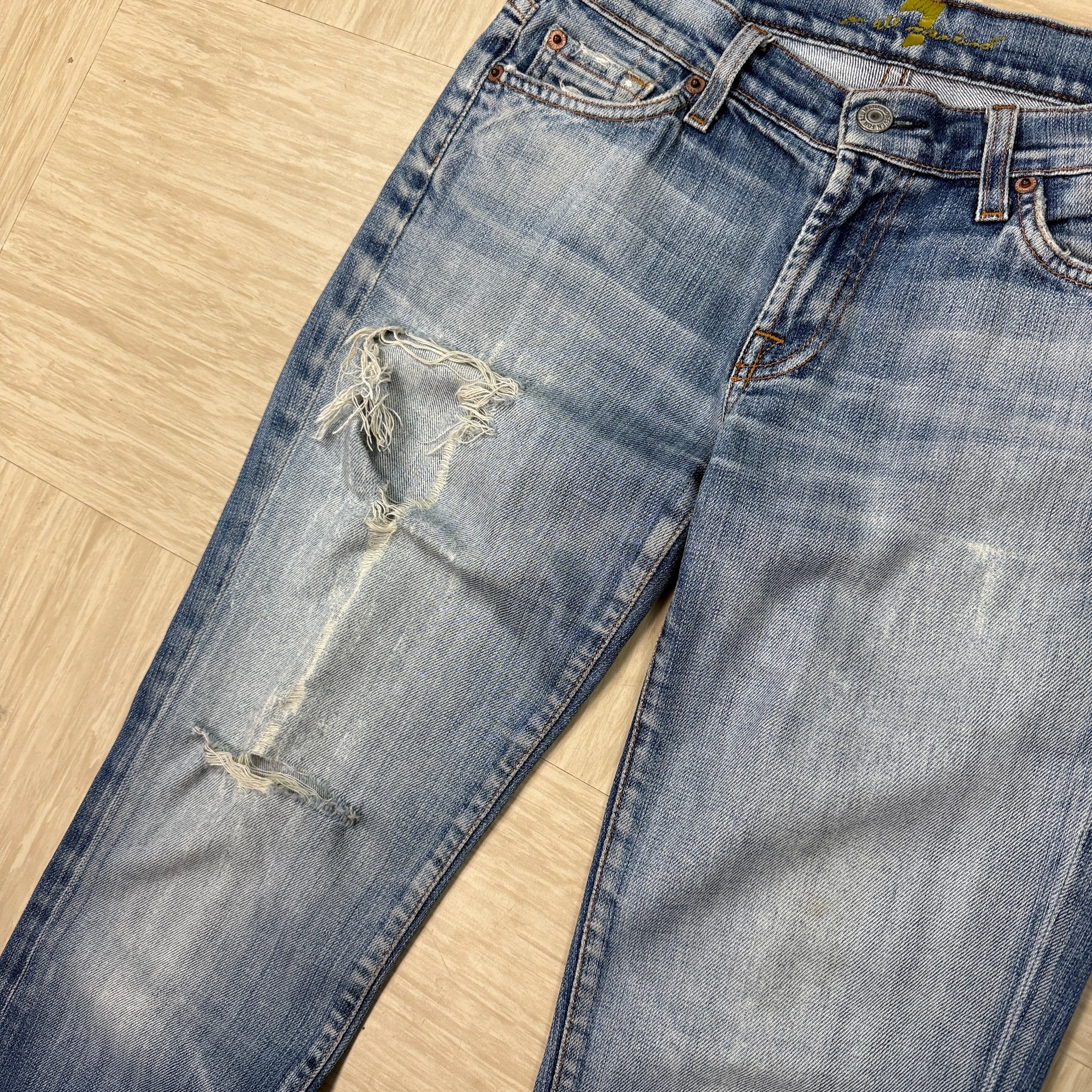7 for all mankind 2000's distressed denim flare jeans (S)