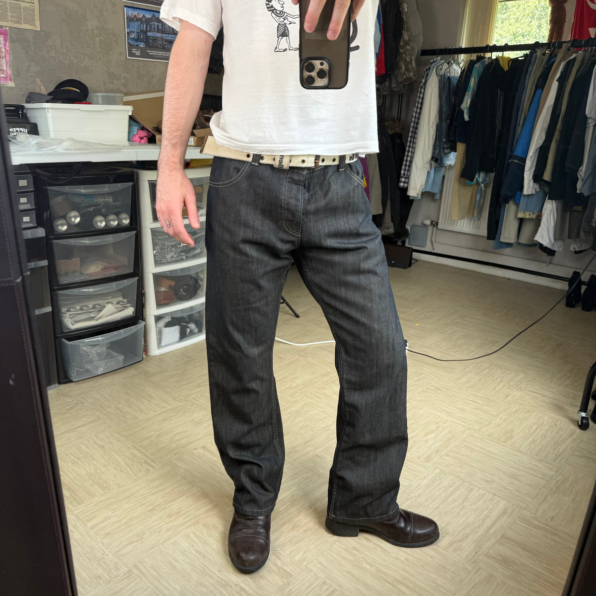 Firetrap black seal 2000's pure indigo relaxed denim bootcut jeans (S)