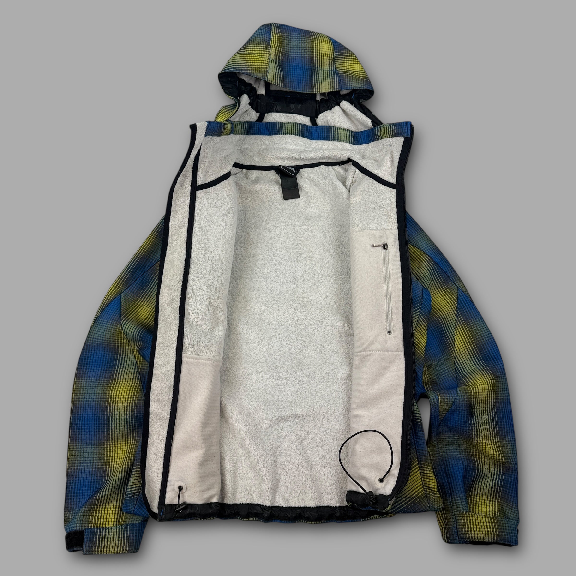 The north face 2005 technical plaid fleece lined softshell jacket (M) wms