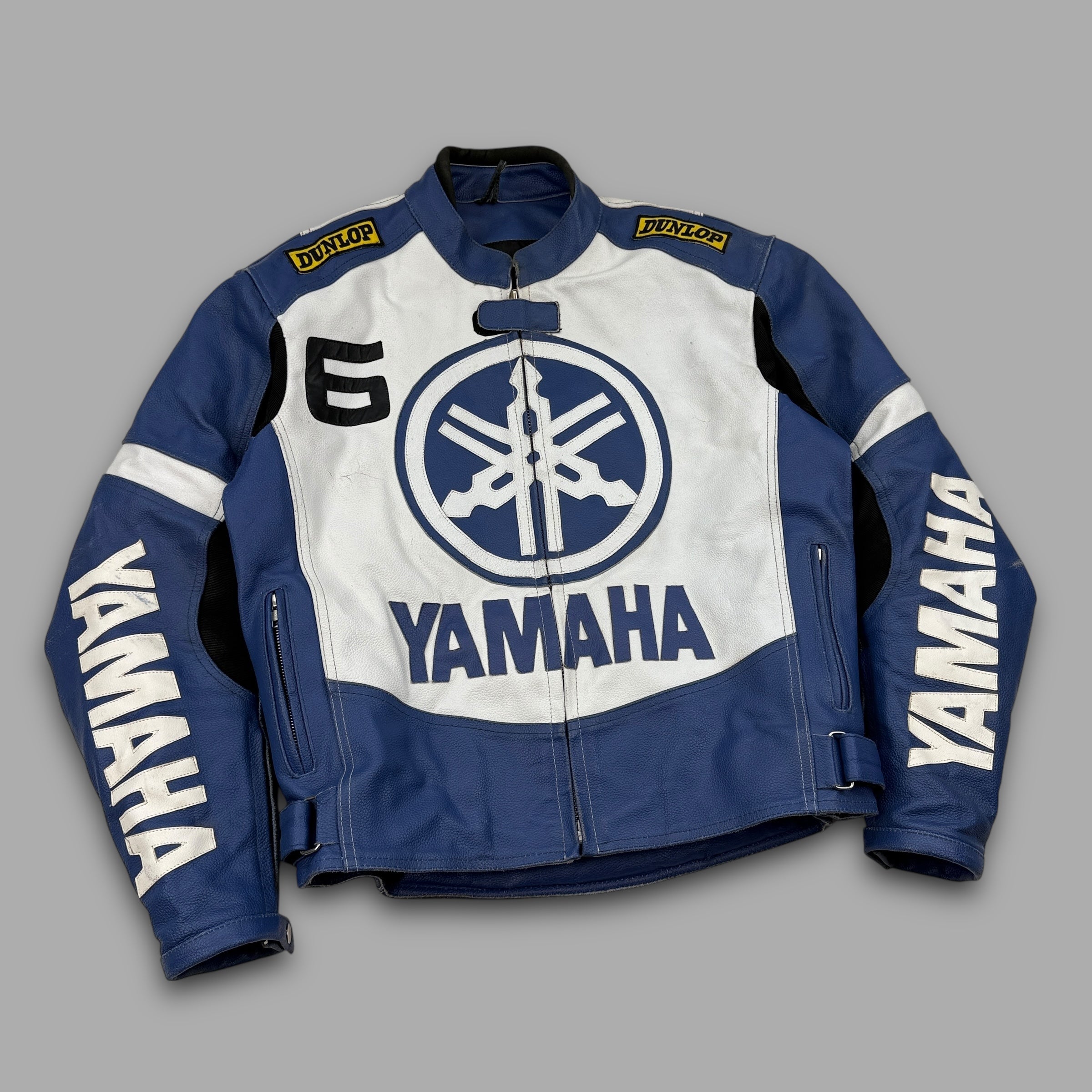 Yamaha 2000's leather padded full-zip biker racing jacket (M-L)