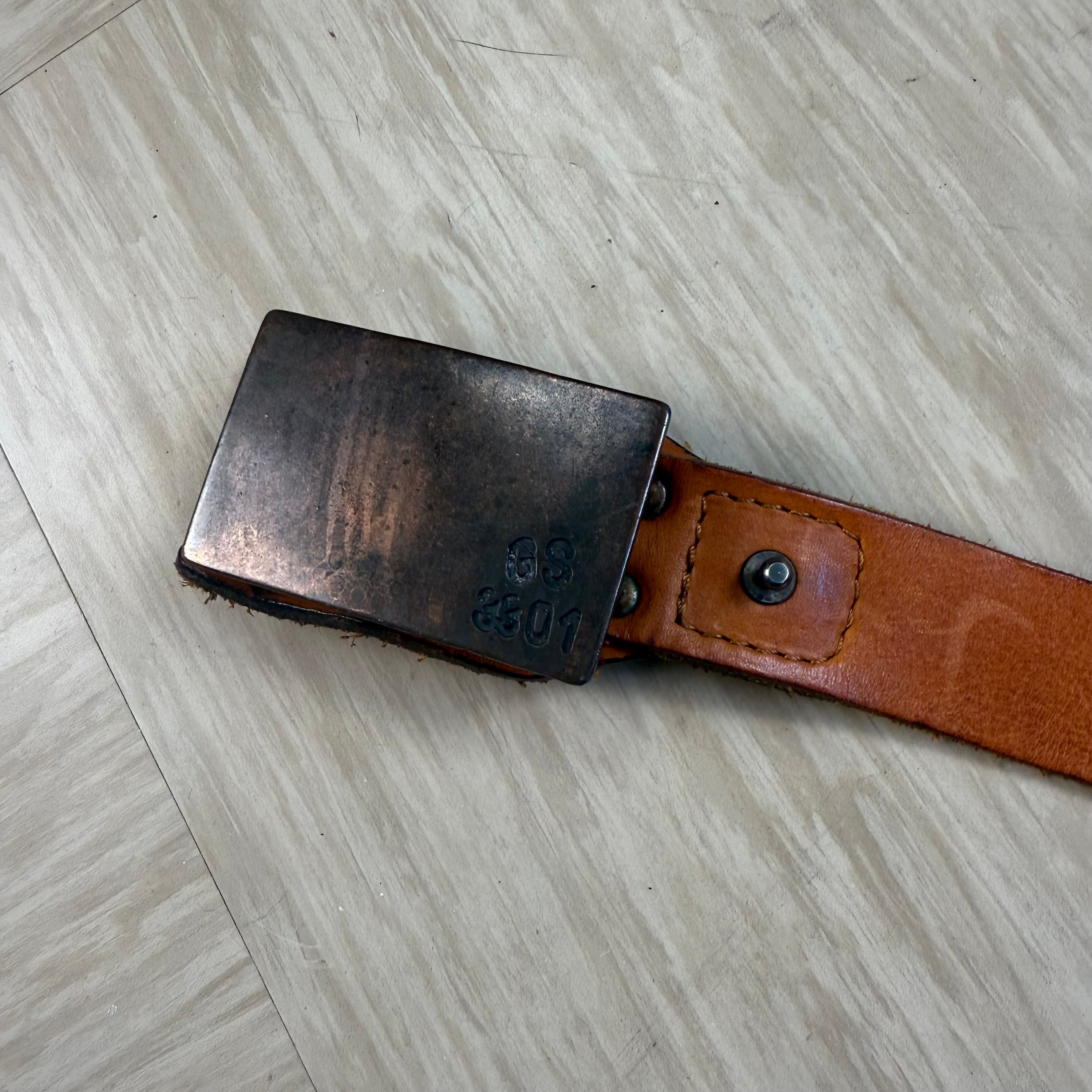 Gstar 2000's metal buckle orange leather belt (OS)