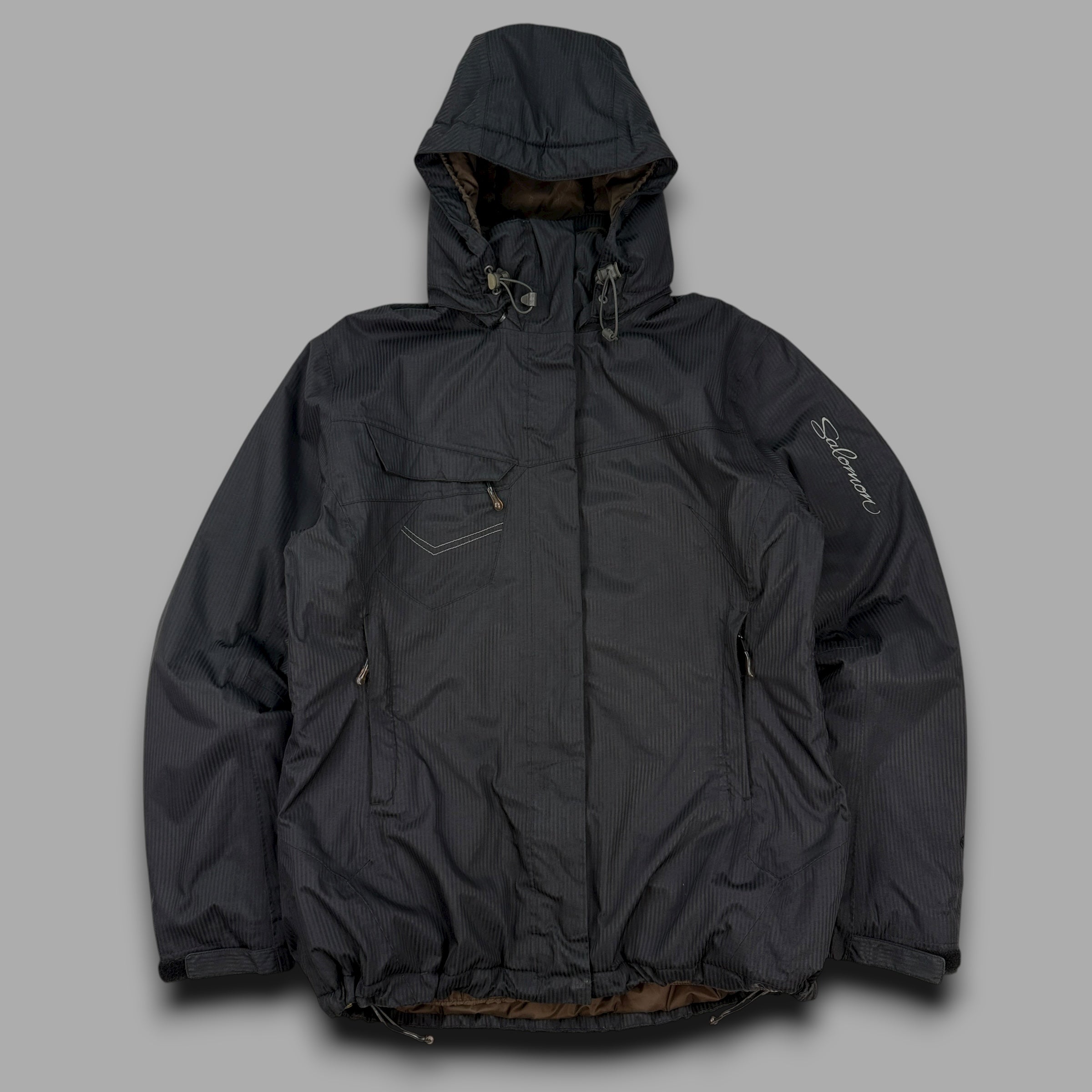 Salomon 2009 technical pinstripe multi-pocket vented ski jacket (XL) wms