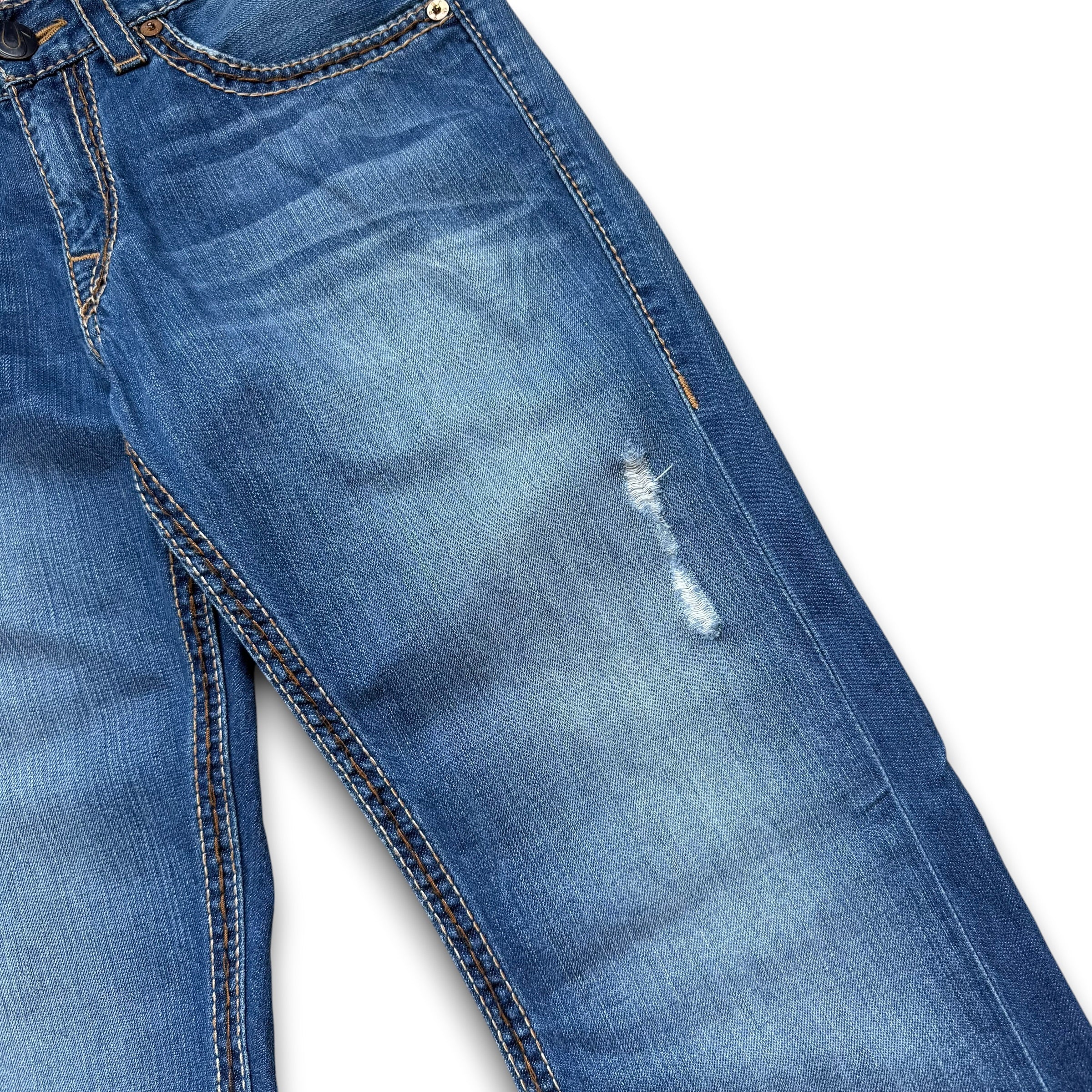 True religion 2000's big contrast stitch denim bootcut jeans (M)