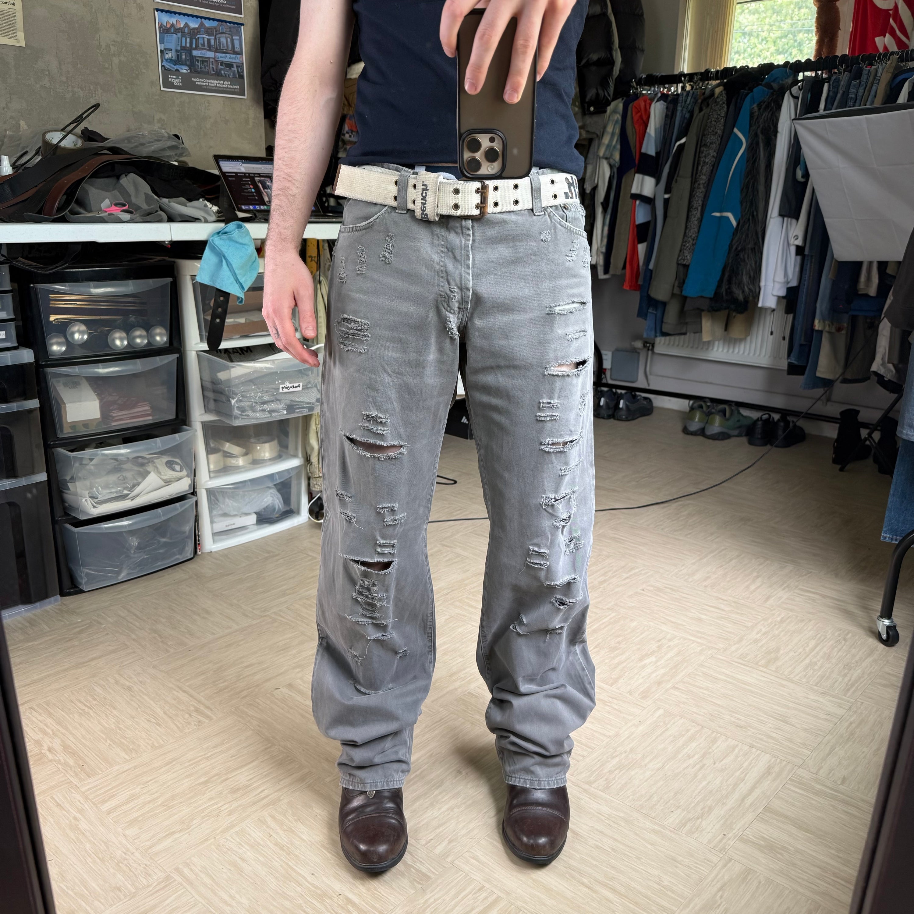 Dolce and gabanna 2000's relaxed straight leg baggy ripped denim jeans (M)