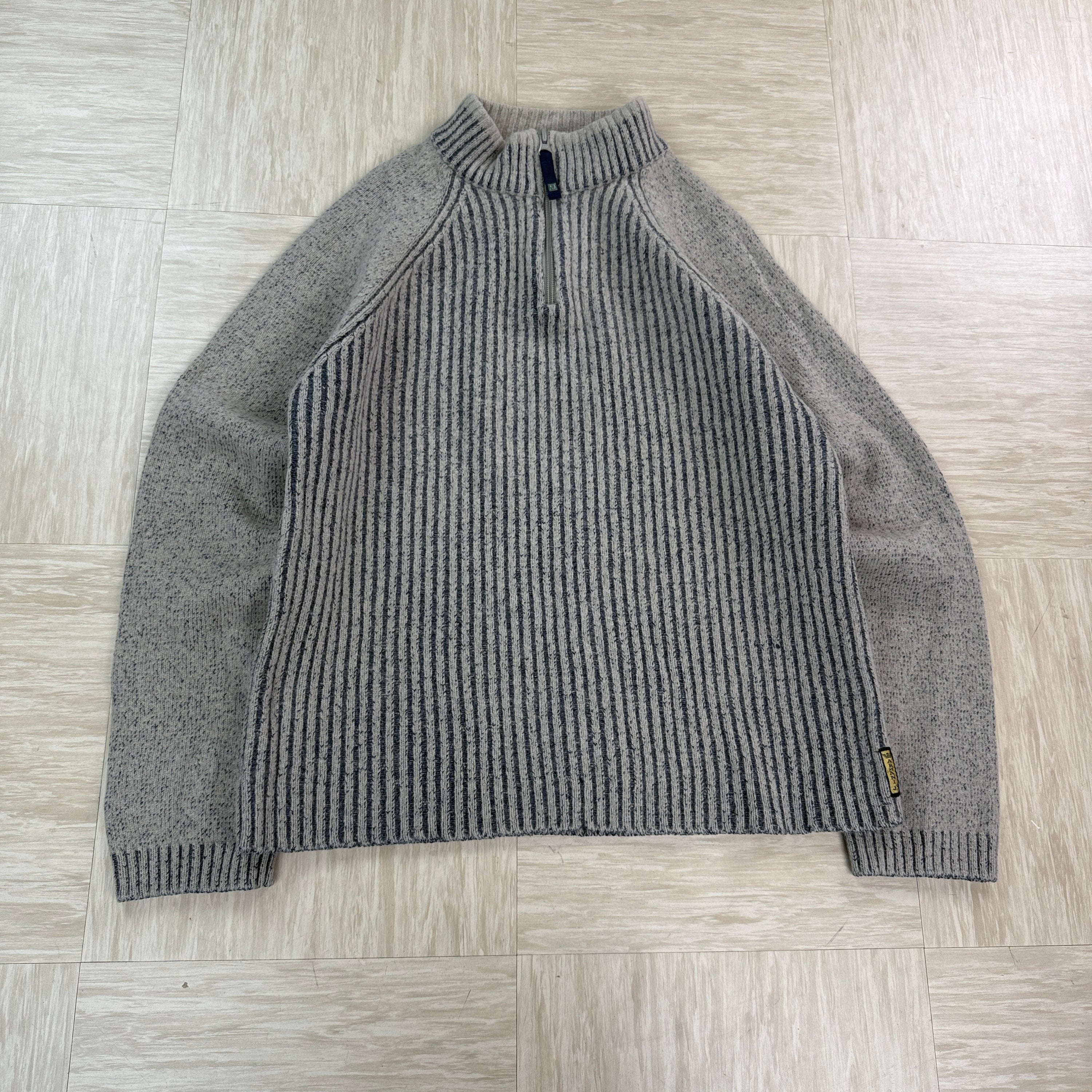 Armani jeans 2000's ribbed wool knit 1/4 zip  (S)