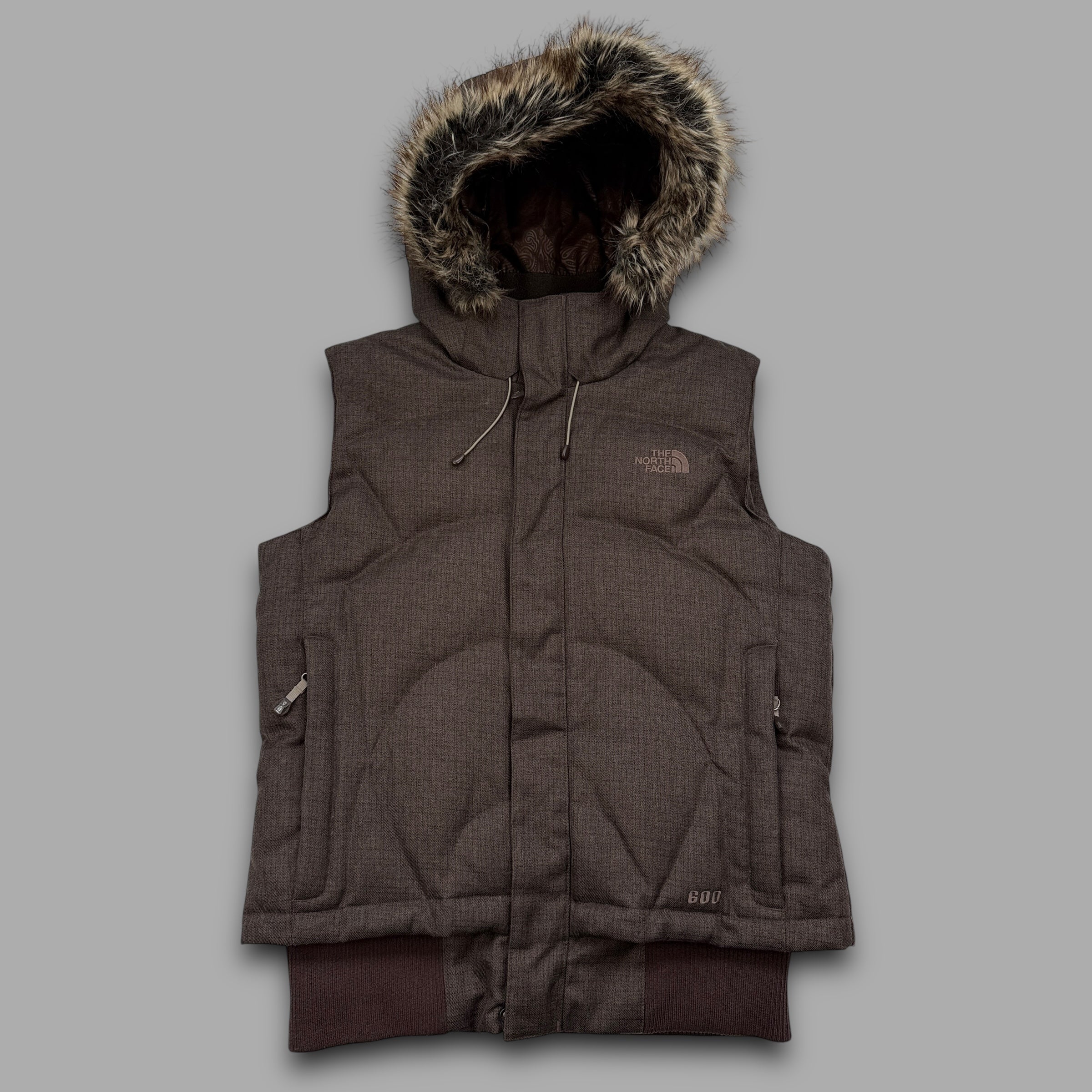 The north face 2007 prodigy technical fur hood downfilled gilet (M) wms
