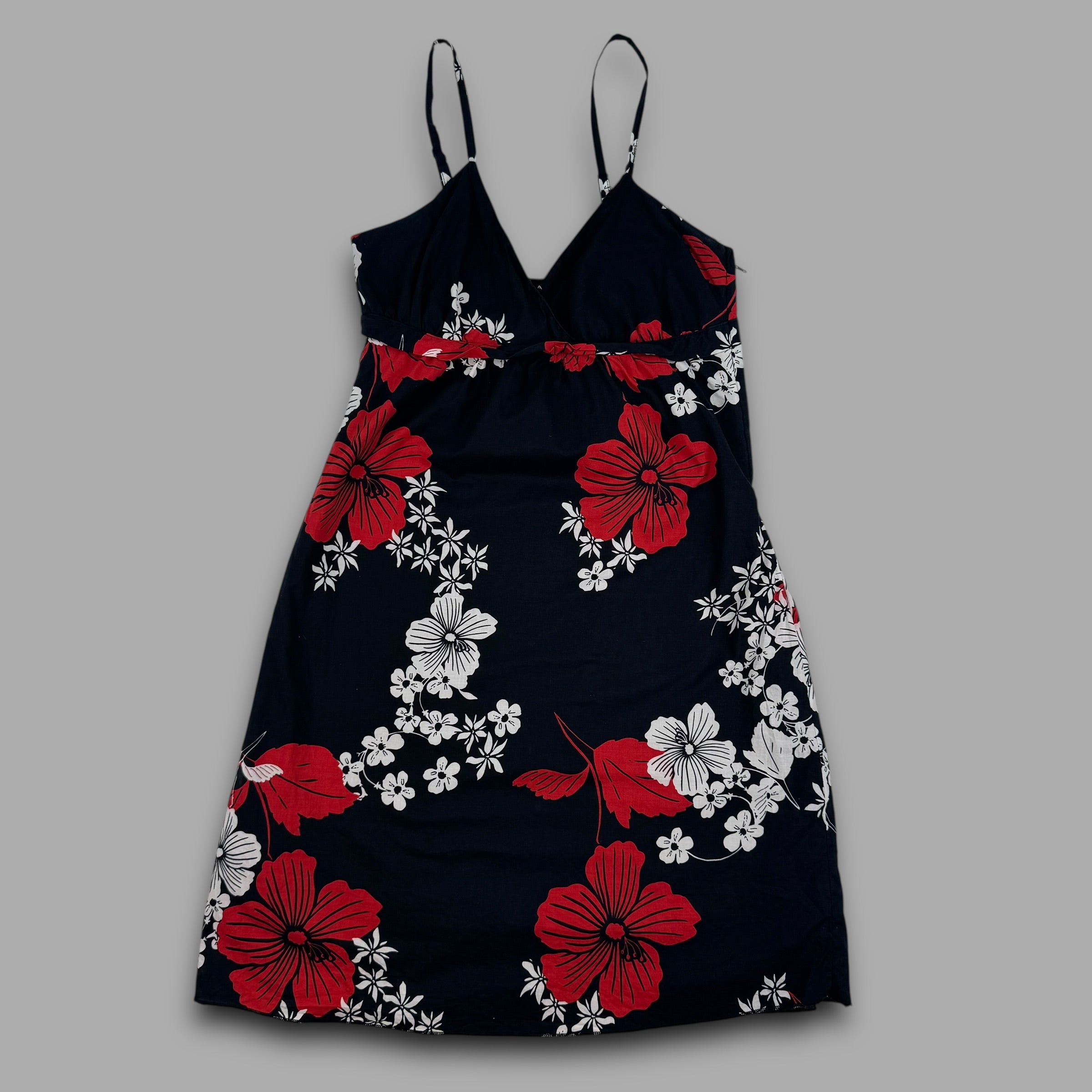 Roxy 2000's spaghetti strap v-neckline floral monogram mini dress (S) wms