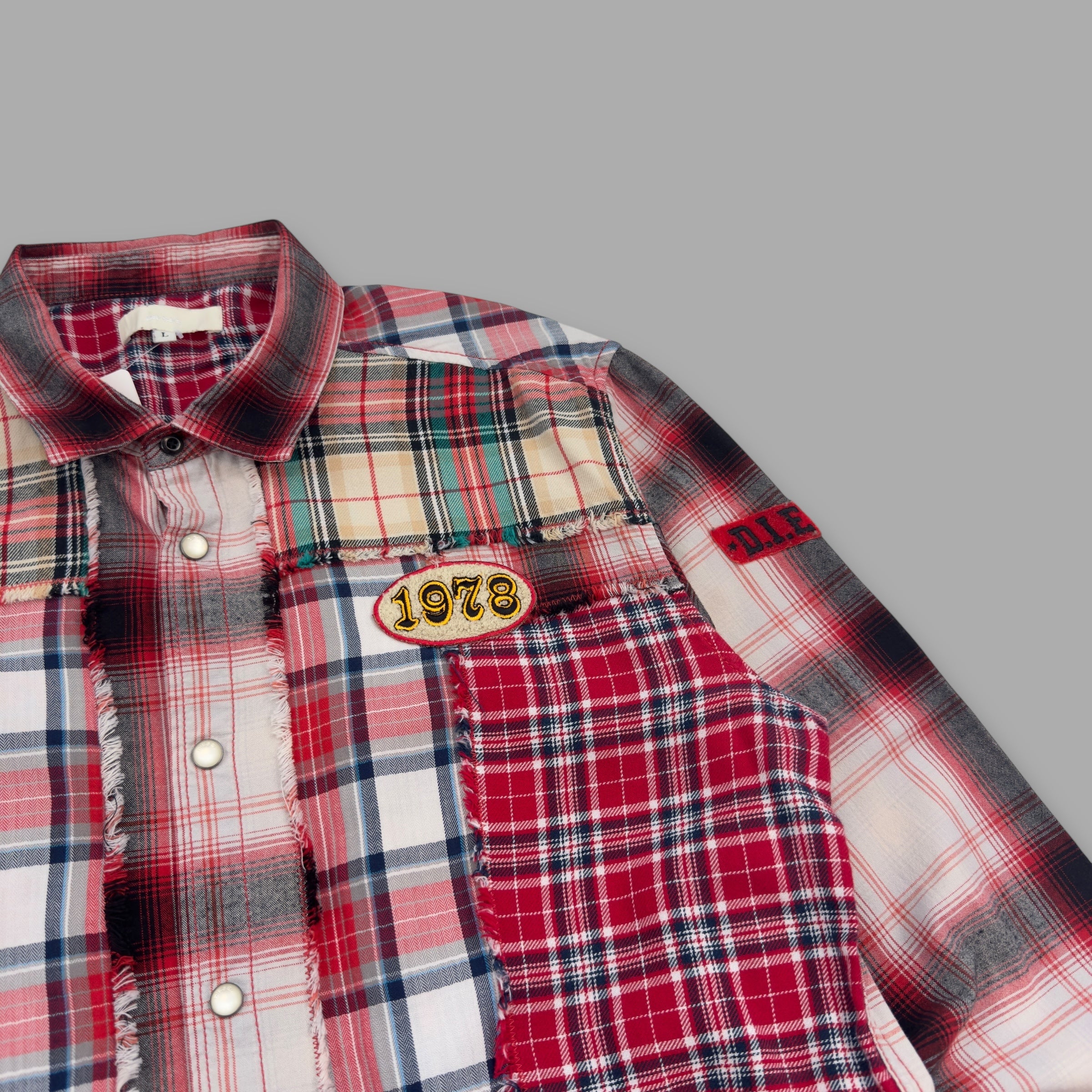Diesel 2000's plaid patchwork button up shirt (L)