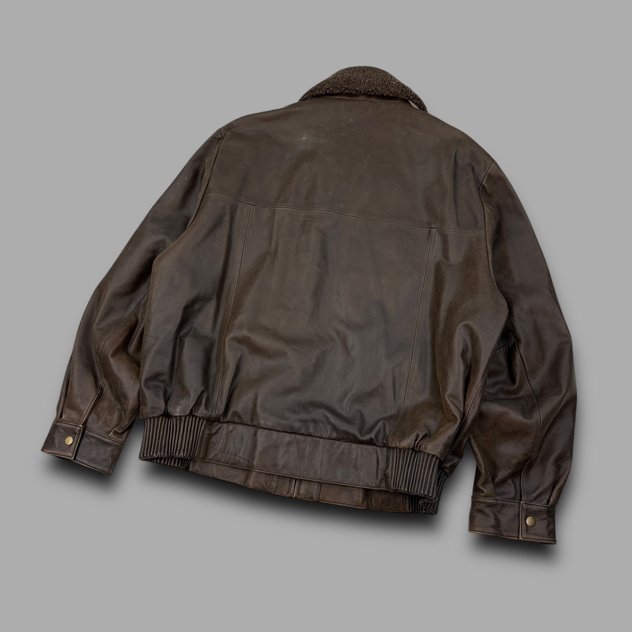 Lakeland leather 2000's full zip sherpa collar leather jacket (L)