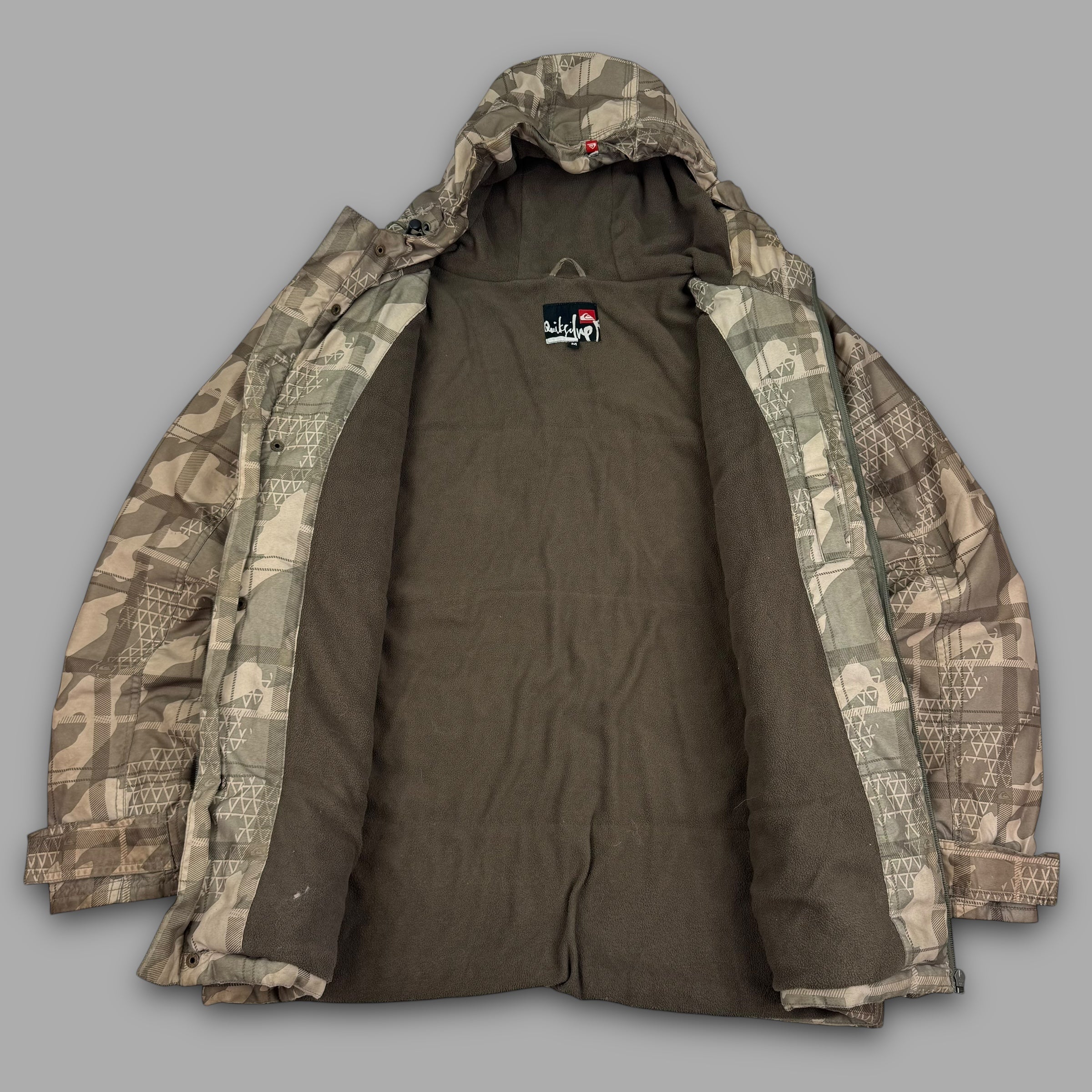 Quiksilver 2000's technical multi-pocket fleece lined softshell jacket (M)