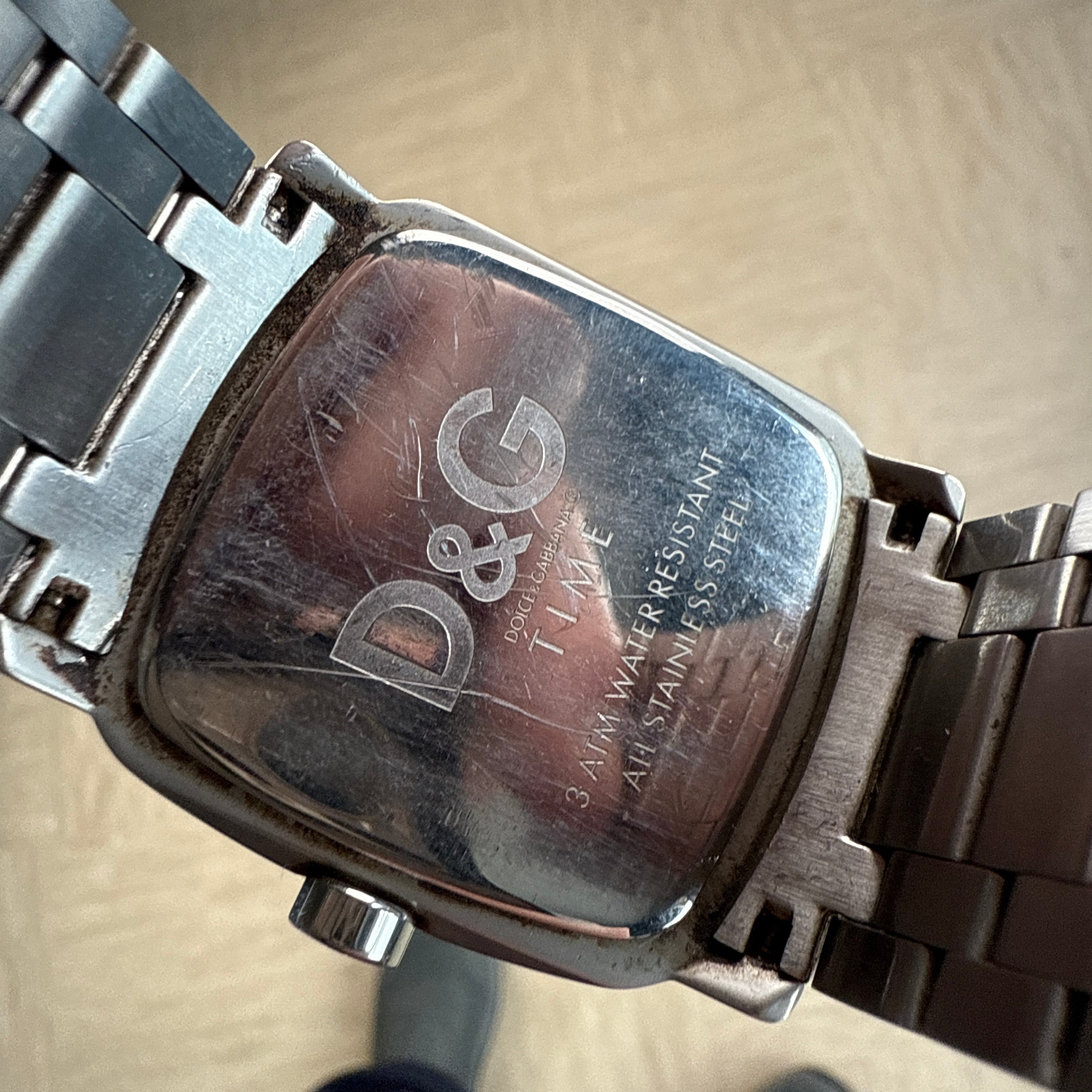 Dolce & gabanna 2000's 'Ibiza people' silver tone watch (OS)