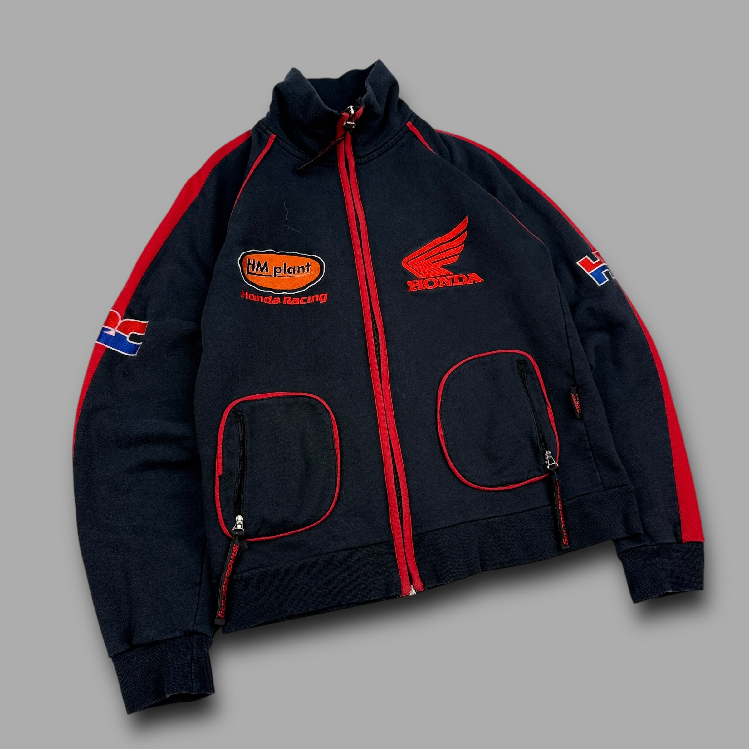 Honda 2000's graphic embroidered zip up cotton track jacket (M) wms