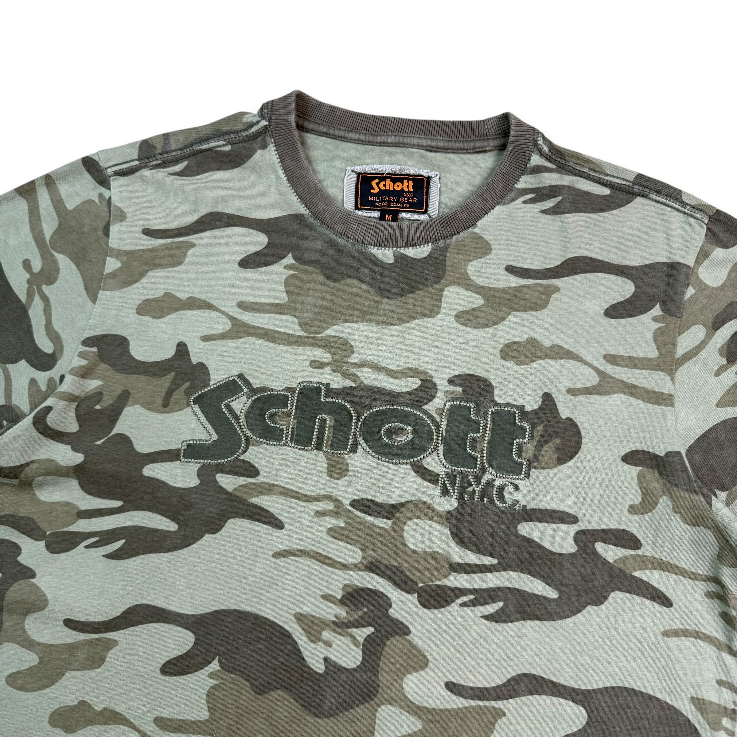 Schott NYC 2000's graphic embroidered camo tee (M)