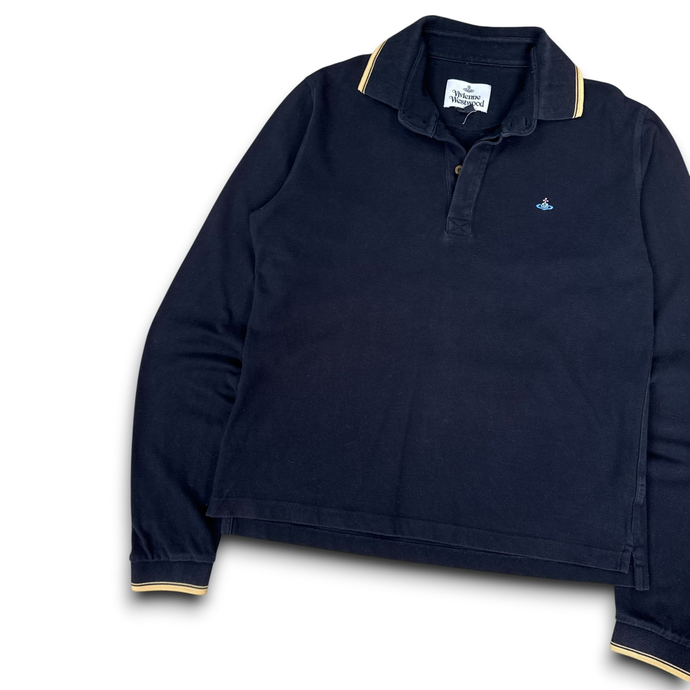 Vivienne Westwood 2000's big collar cropped long sleeve polo shirt (M)