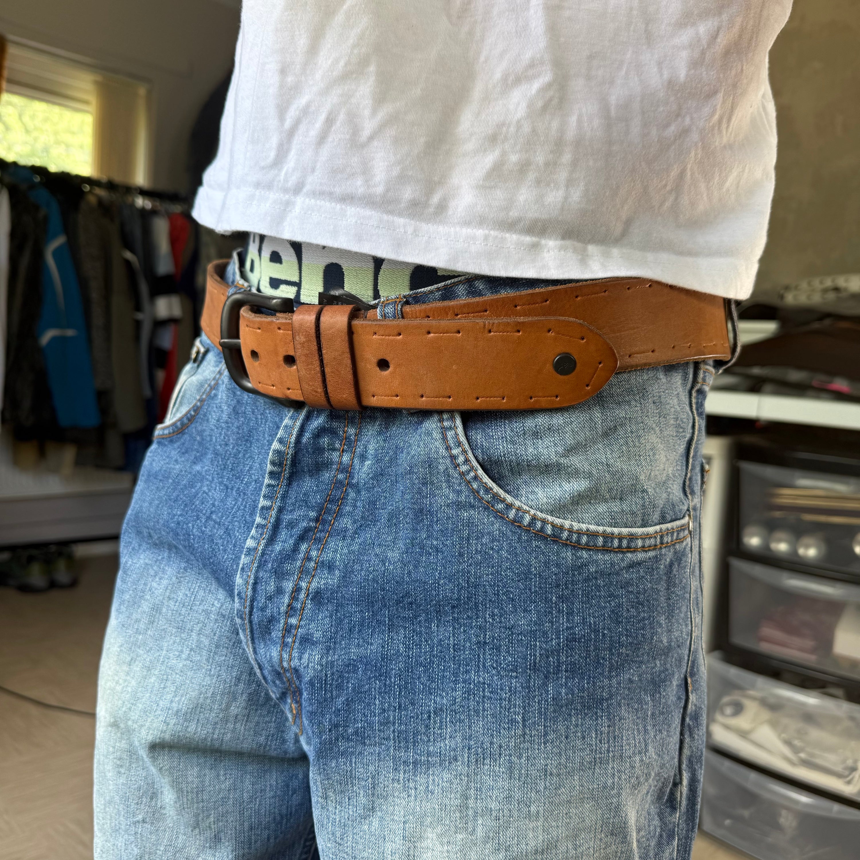 Allsaints 2000's light brown leather belt (OS)