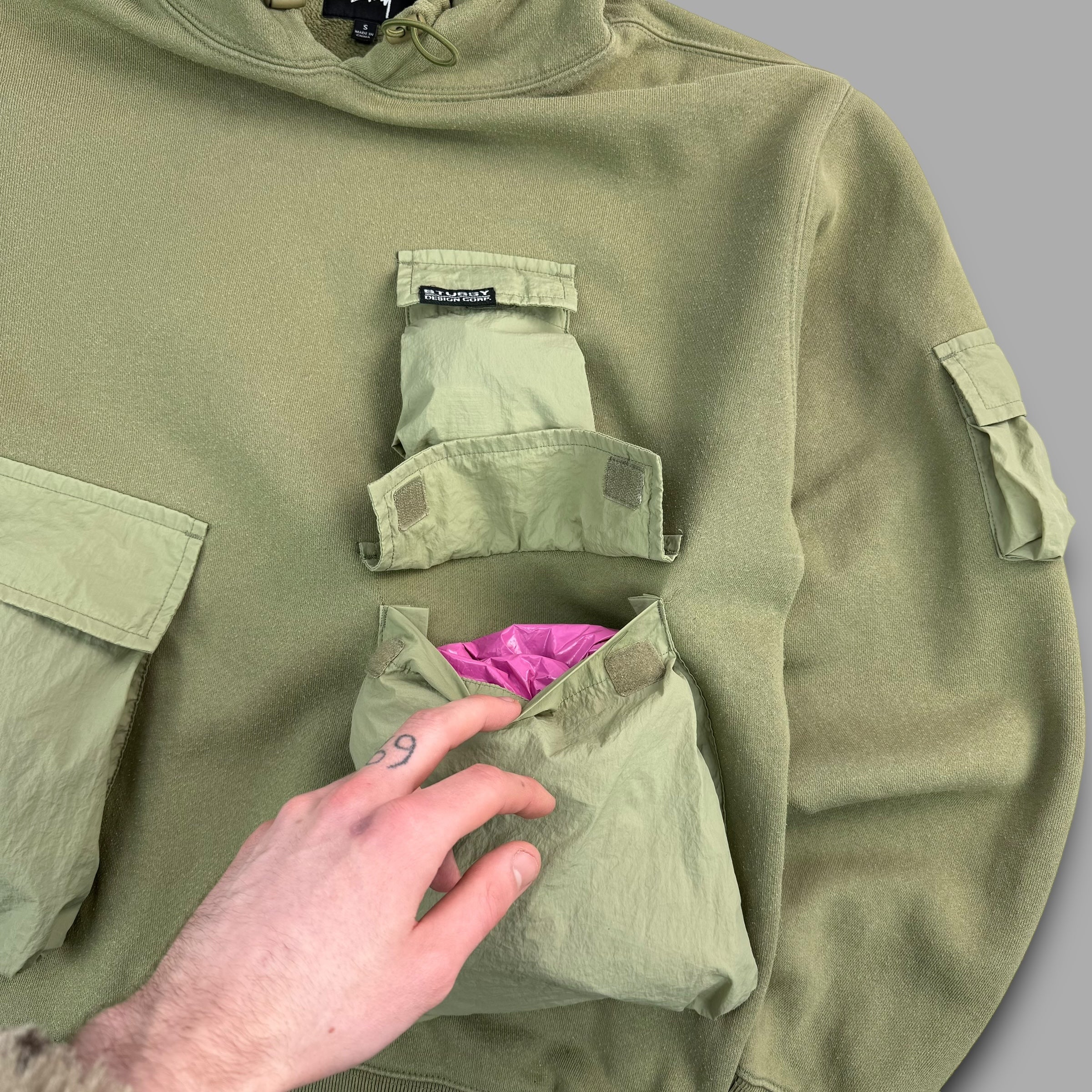 Stussy SS21 technical pullover cargo pocket hoodie (S)