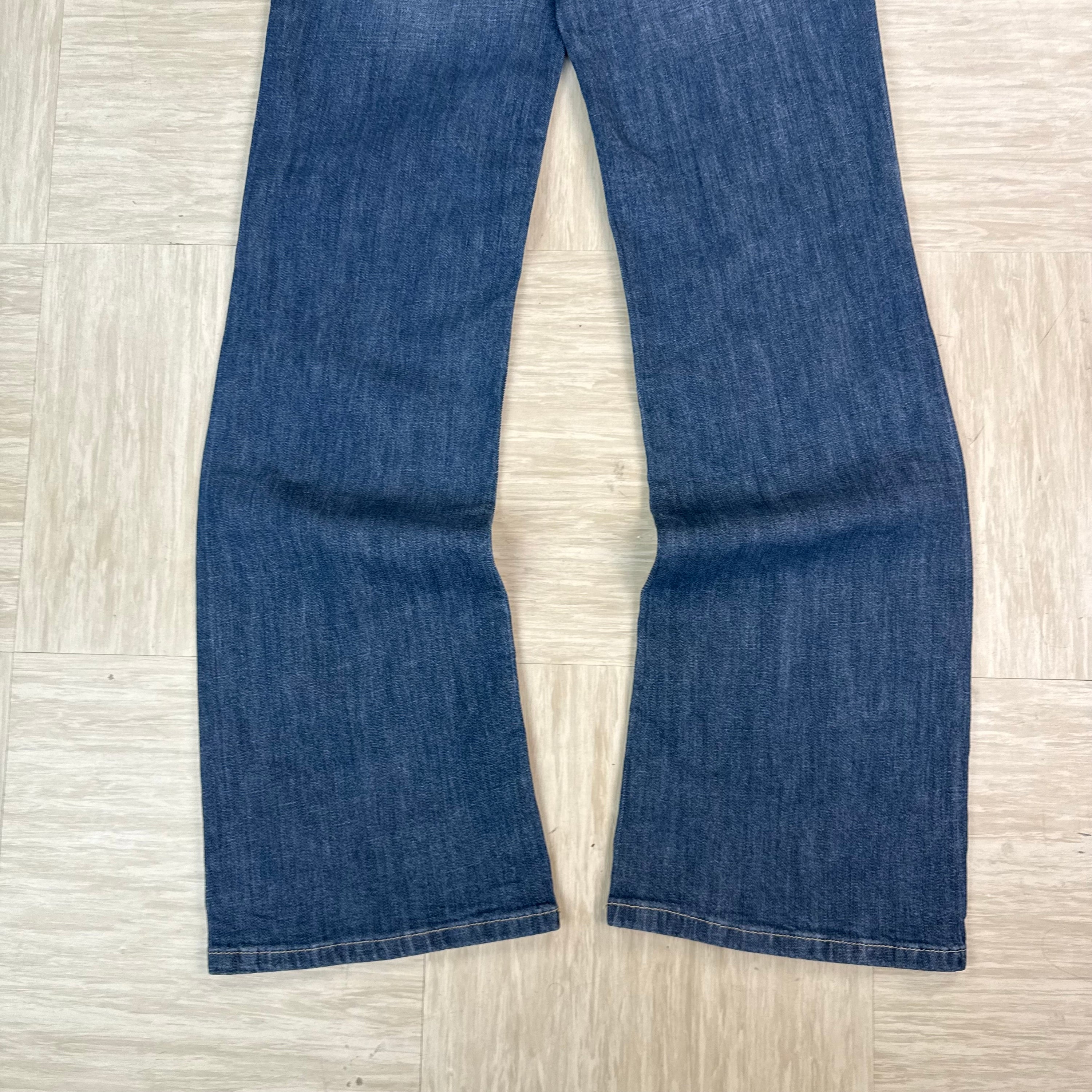 Von Dutch x Bershka graphic relaxed denim bootcut jeans (M) wms