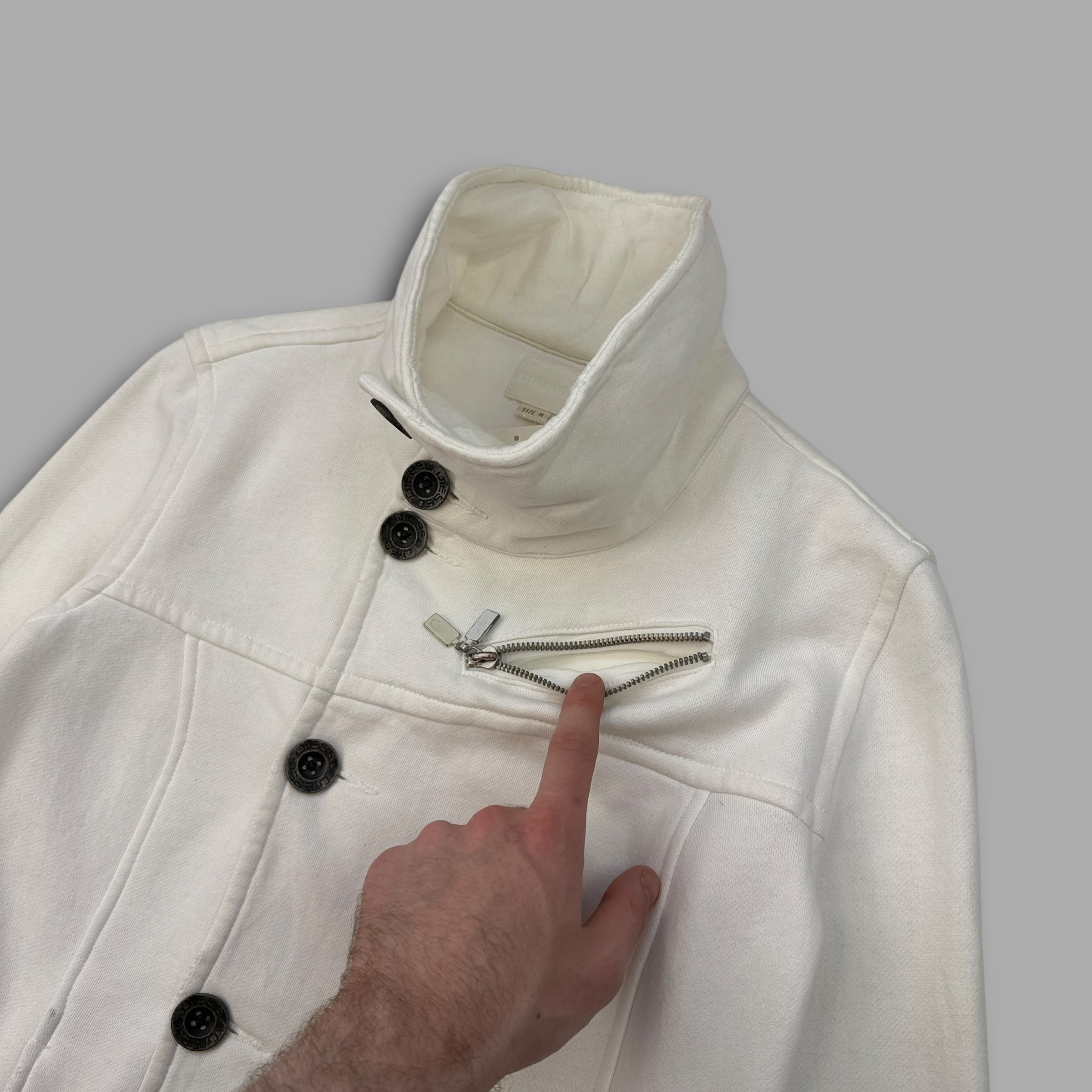 Diesel 2000’s asymmetrical button-up cotton jacket (M)