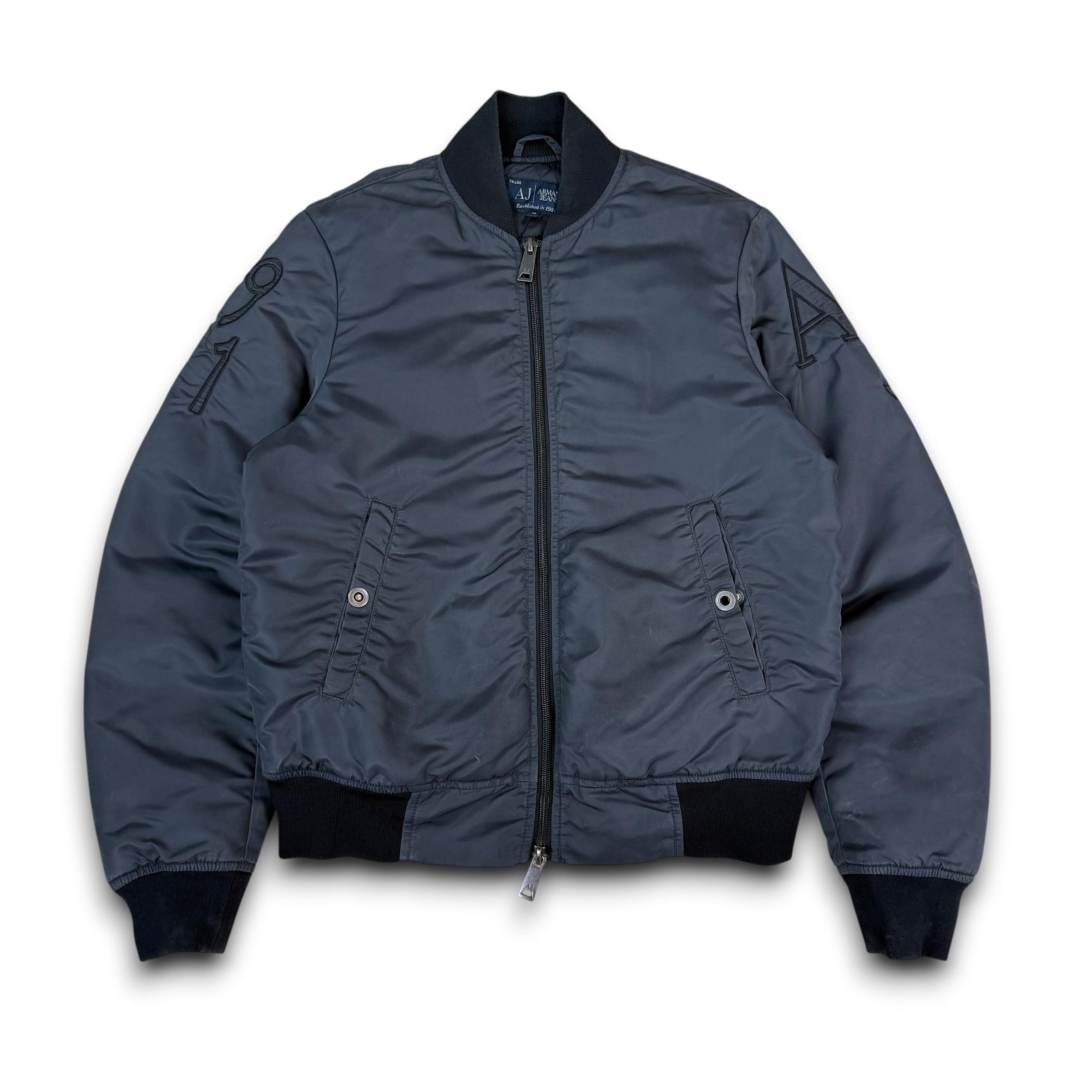 Armani 2000's embroidered graphic nylon bomber jacket (S)