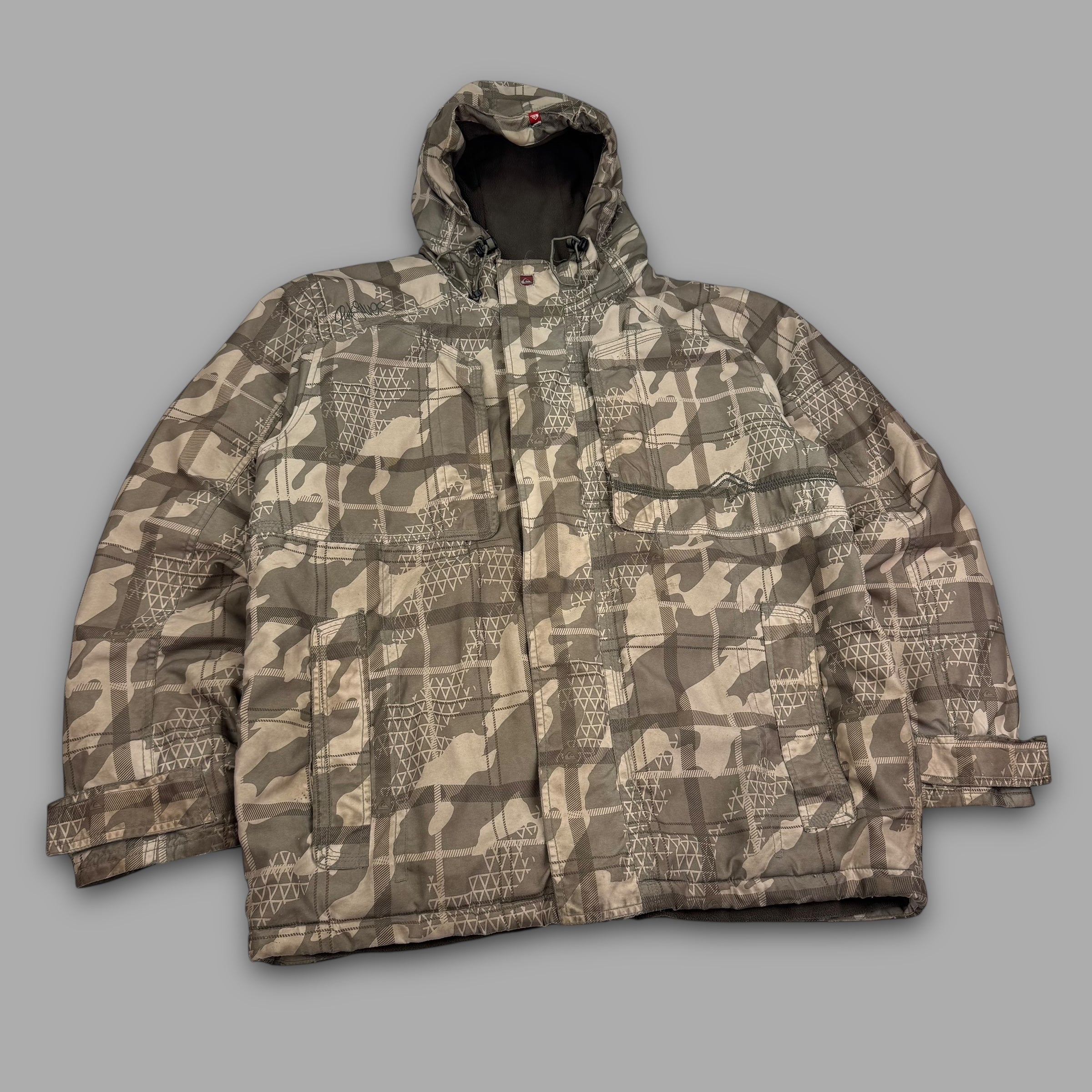 Quiksilver 2000's technical multi-pocket fleece lined softshell jacket (M)