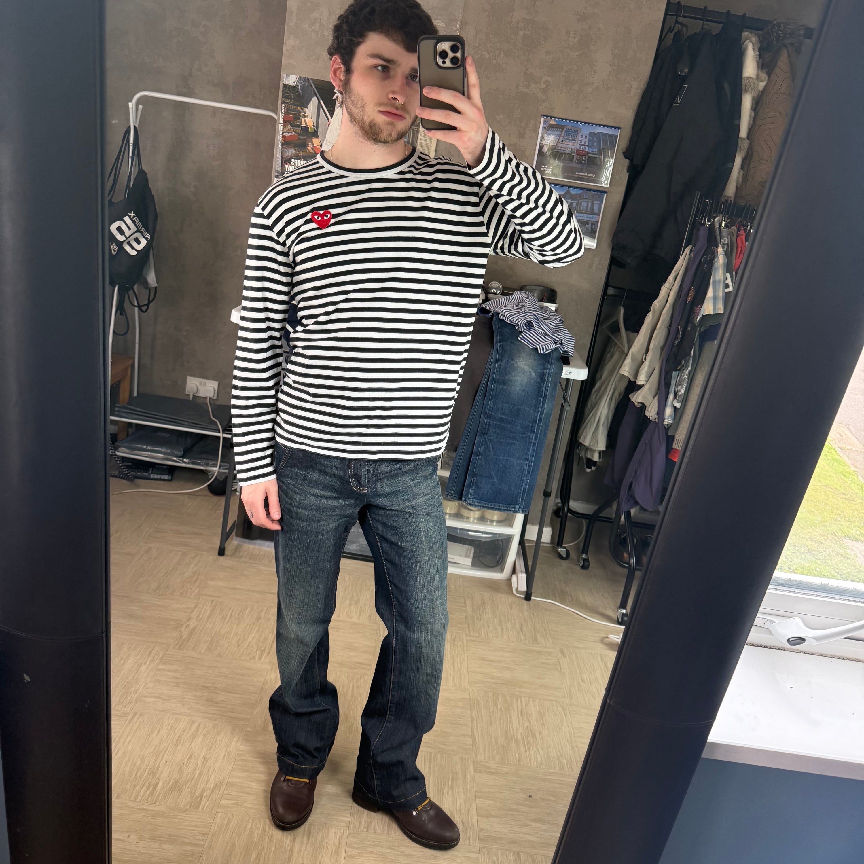 Comme des garçons 2000's play striped pullover long sleeve tee (L)