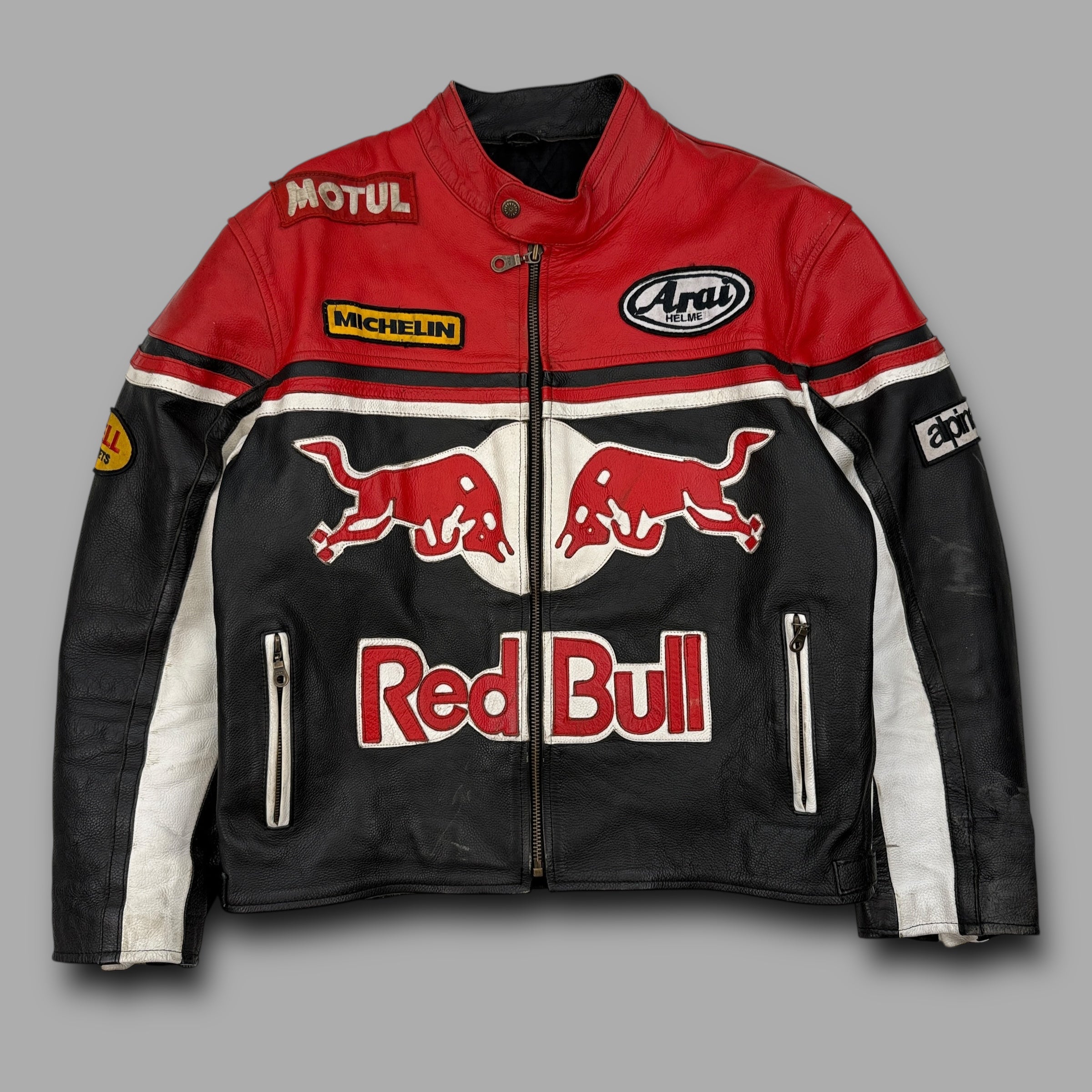 Redbull 2000's padded graphic leather motorcycle jacket (M)