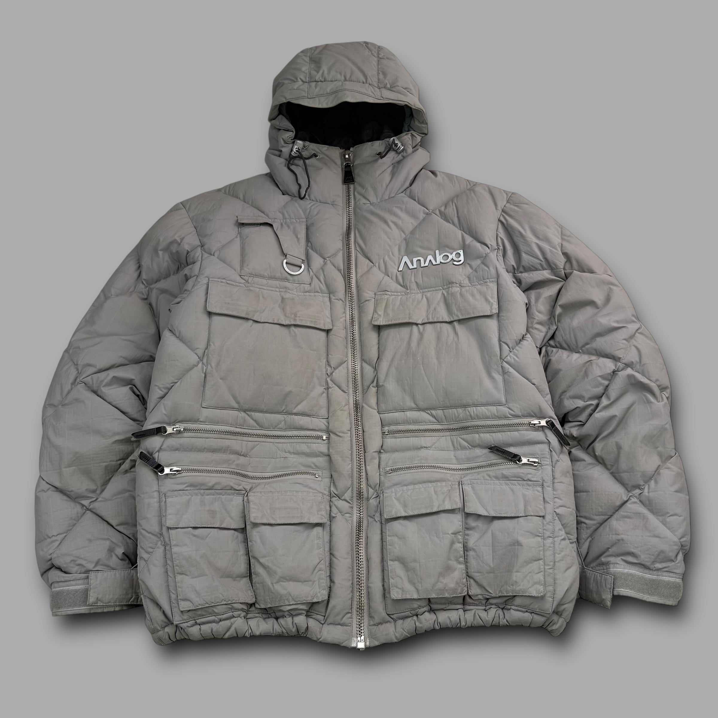 Burton analog 2000's panelled diamond stitch downfilled multi-pocket puffer jacket (M)