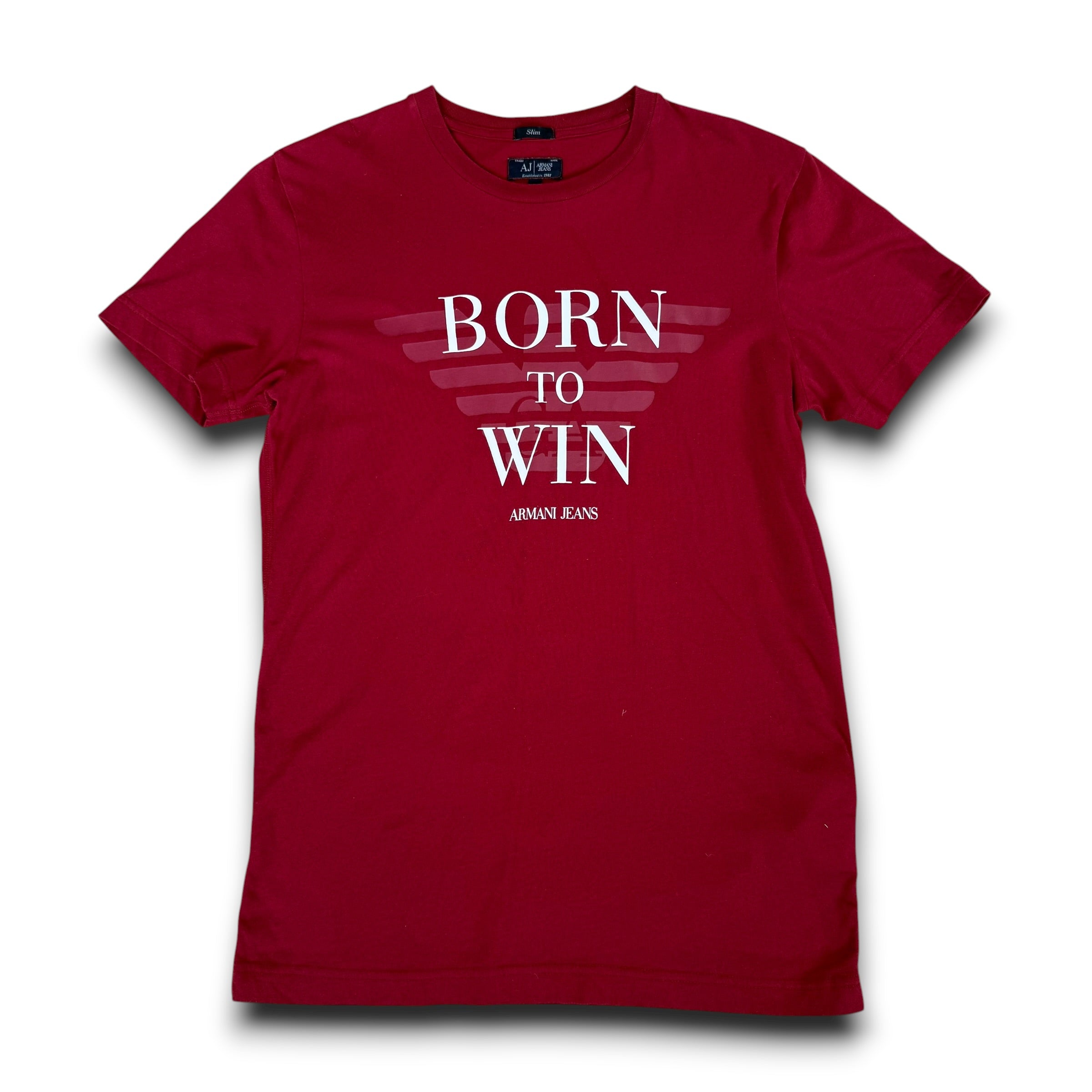 Armani jeans 2000's graphic 'born to win' slim fit tee (S)